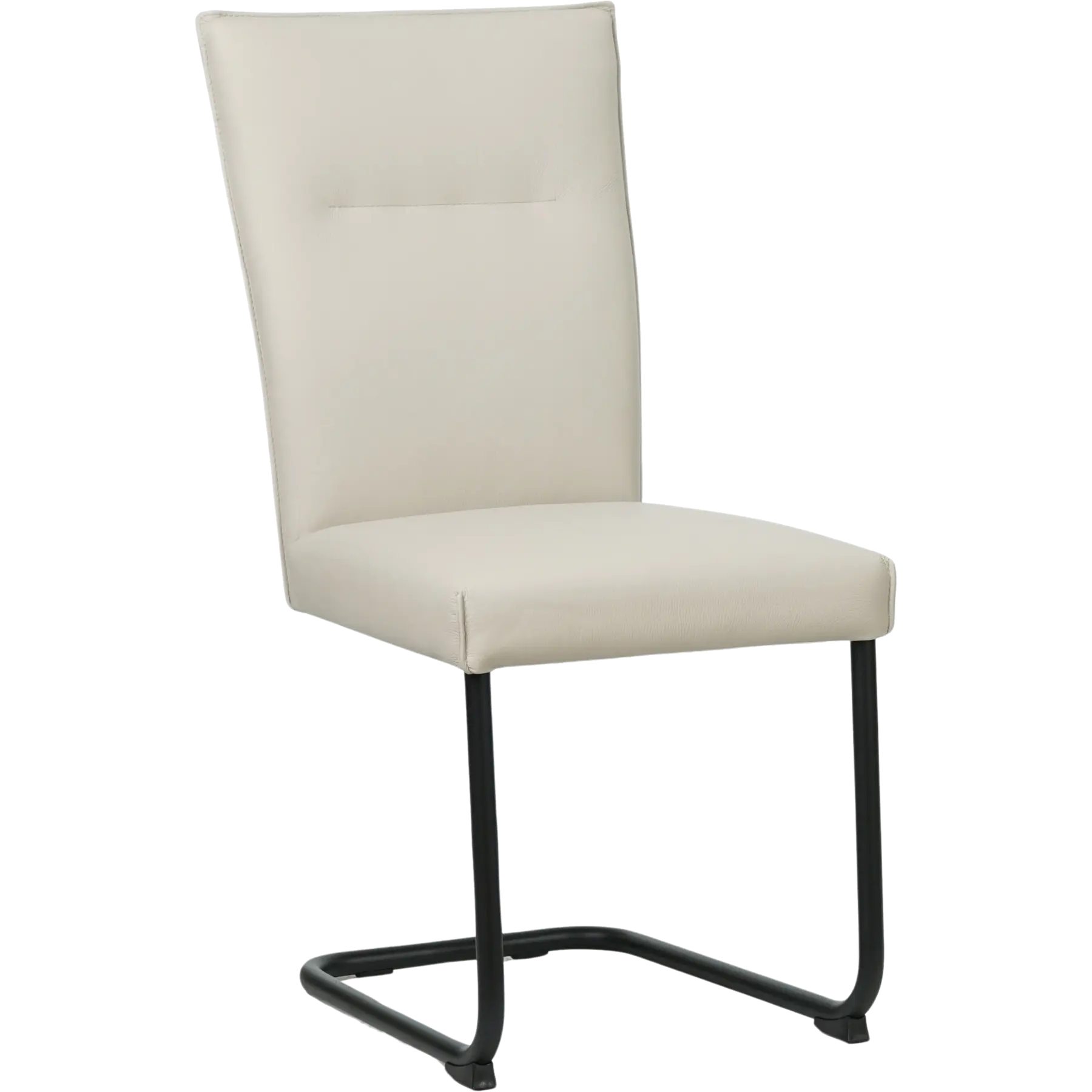 afbeelding van Leren eetkamerstoel Retro - Toledo Misty (crème) - Sledepoot staal rond zwart