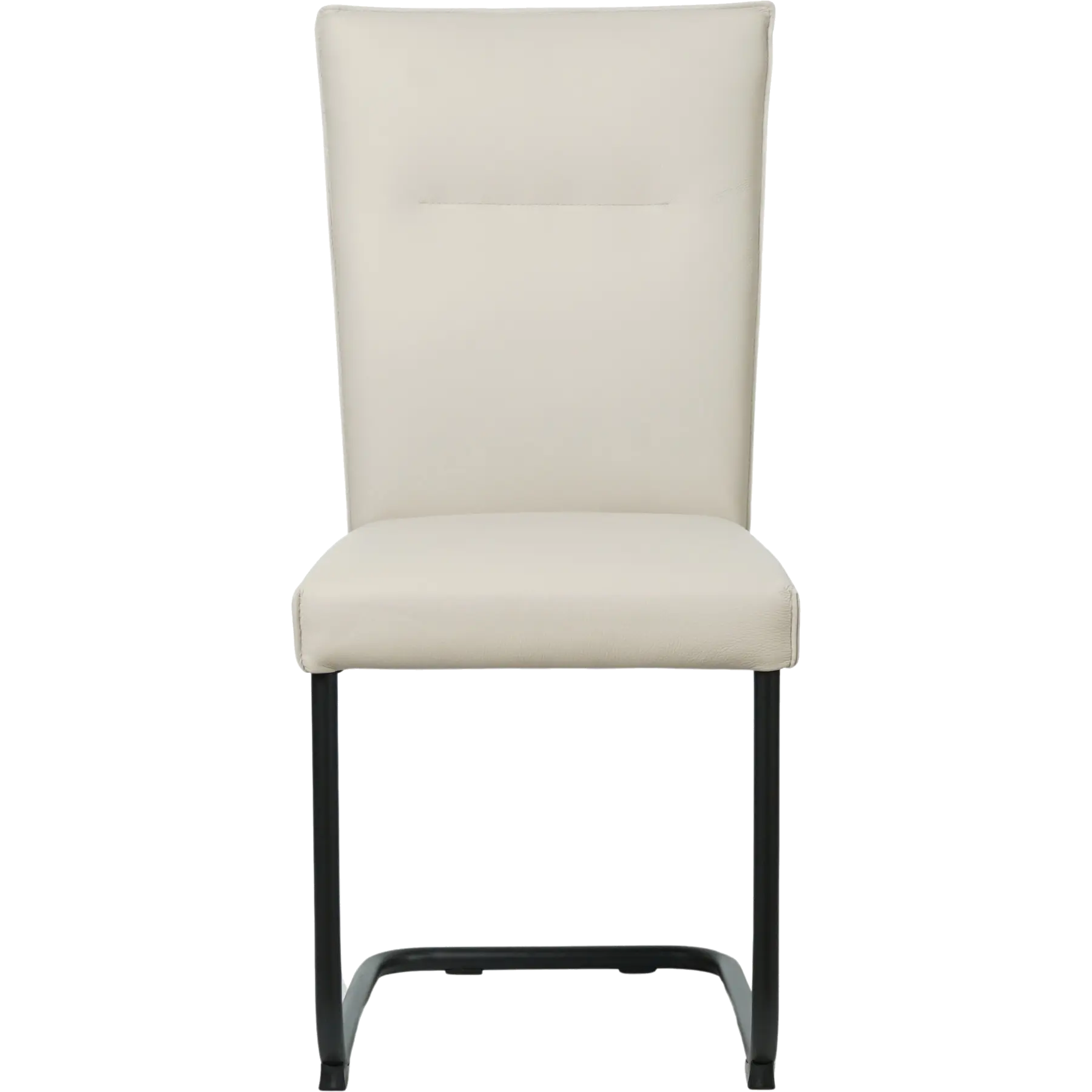 afbeelding van Leren eetkamerstoel Retro - Toledo Misty (crème) - Sledepoot staal rond zwart