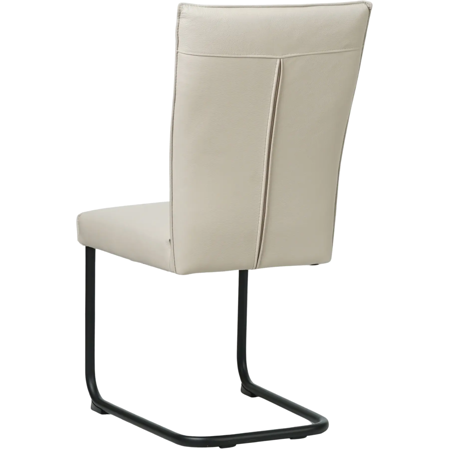 afbeelding van Leren eetkamerstoel Retro - Toledo Misty (crème) - Sledepoot staal rond zwart