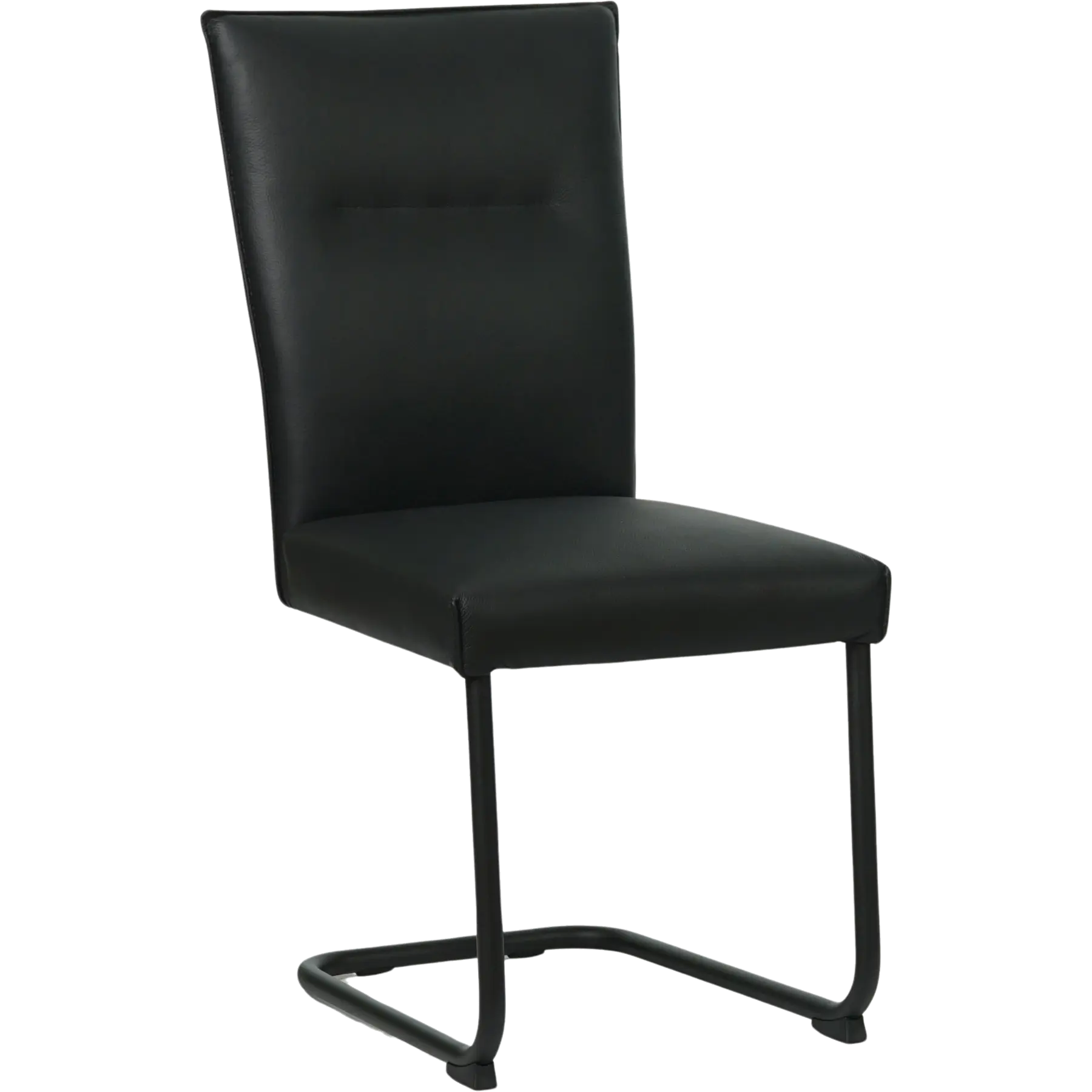 afbeelding van Leren eetkamerstoel Retro - Toledo Nero (zwart) - Sledepoot staal rond zwart