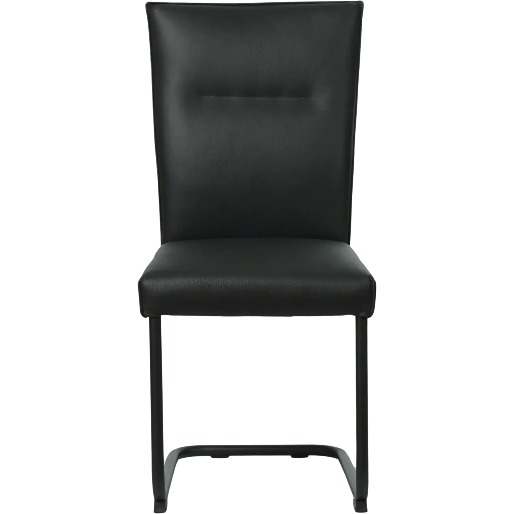 afbeelding van Leren eetkamerstoel Retro - Toledo Nero (zwart) - Sledepoot staal rond zwart