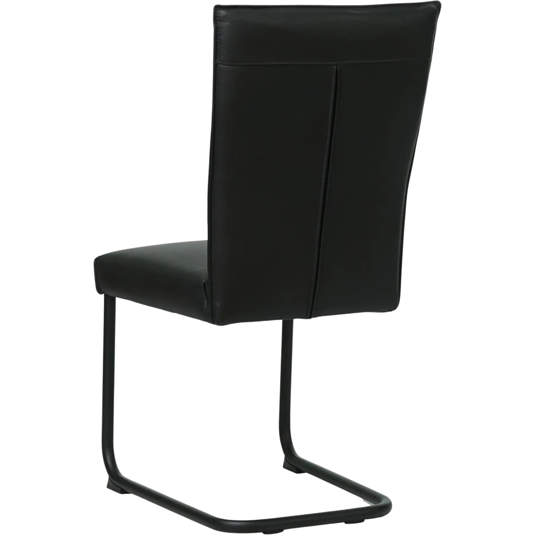 afbeelding van Leren eetkamerstoel Retro - Toledo Nero (zwart) - Sledepoot staal rond zwart