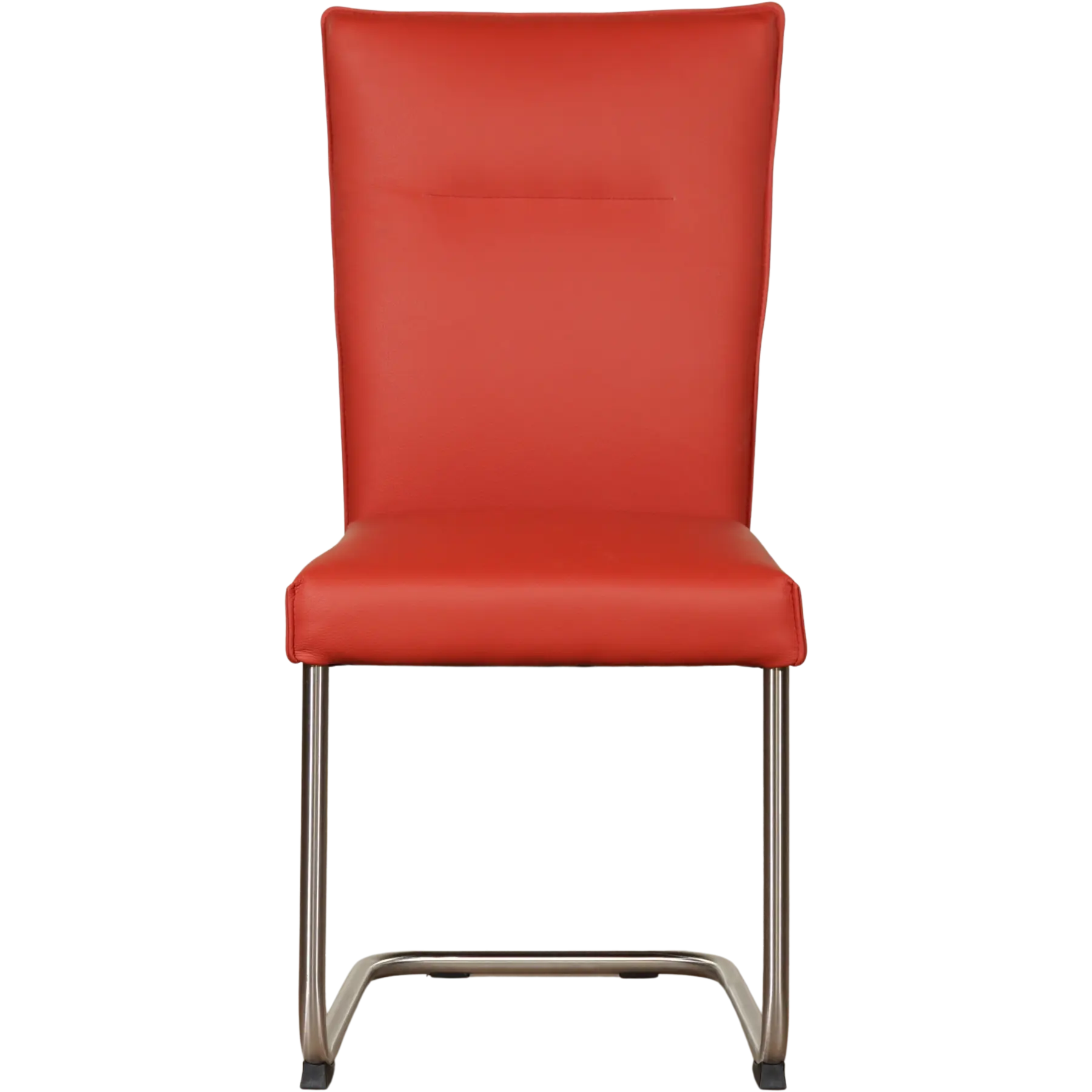 afbeelding van Leren eetkamerstoel Retro - Toledo Siegelstein (rood) - Sledepoot staal rond RVS