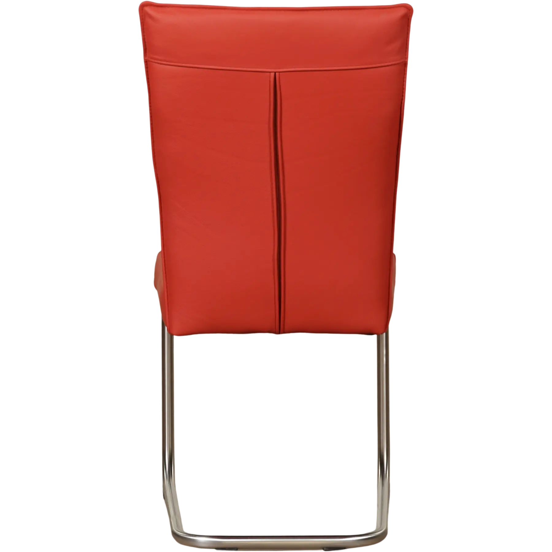 afbeelding van Leren eetkamerstoel Retro - Toledo Siegelstein (rood) - Sledepoot staal rond RVS