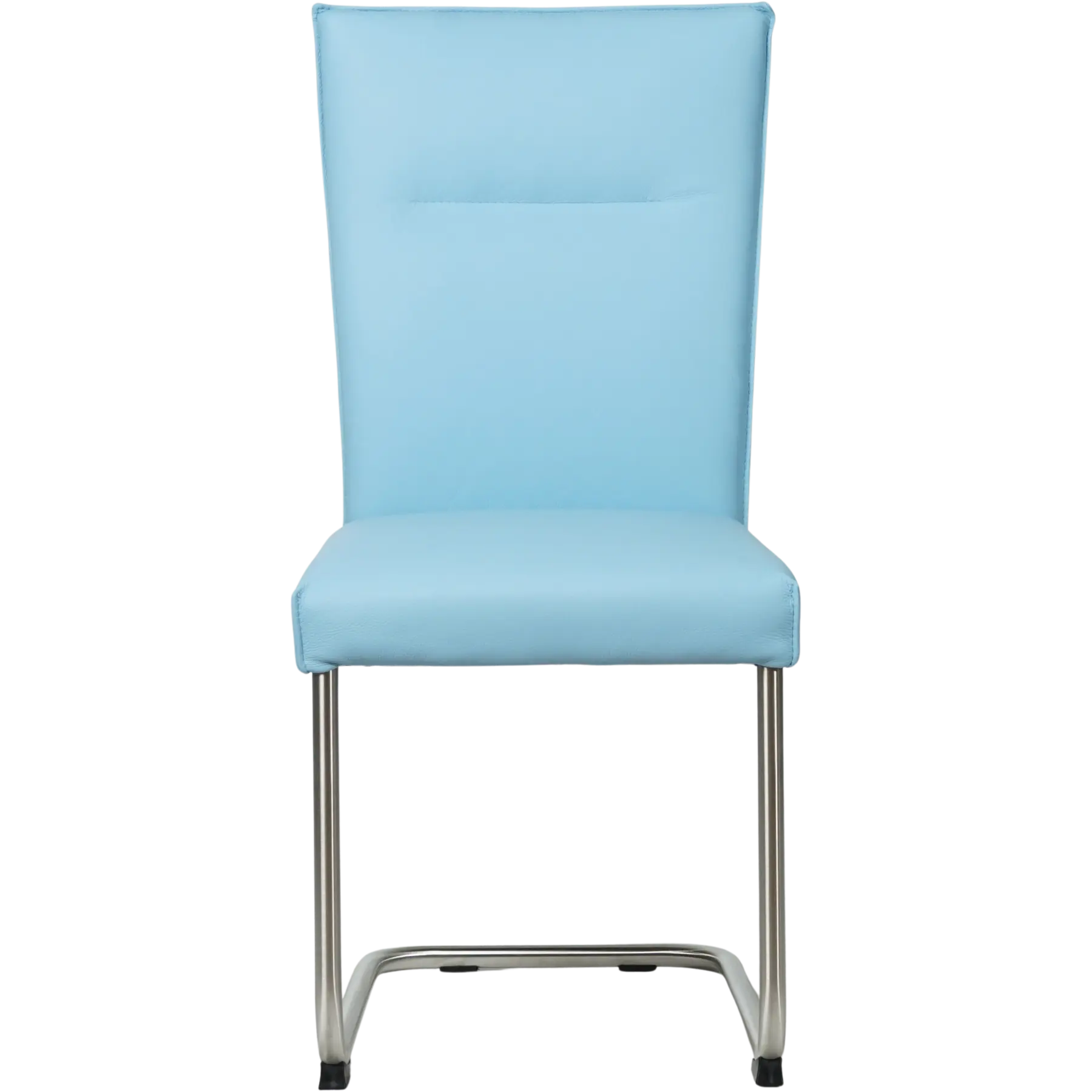 afbeelding van Leren eetkamerstoel Retro - Toledo Sky Blue (lichtblauw) - Sledepoot staal rond RVS