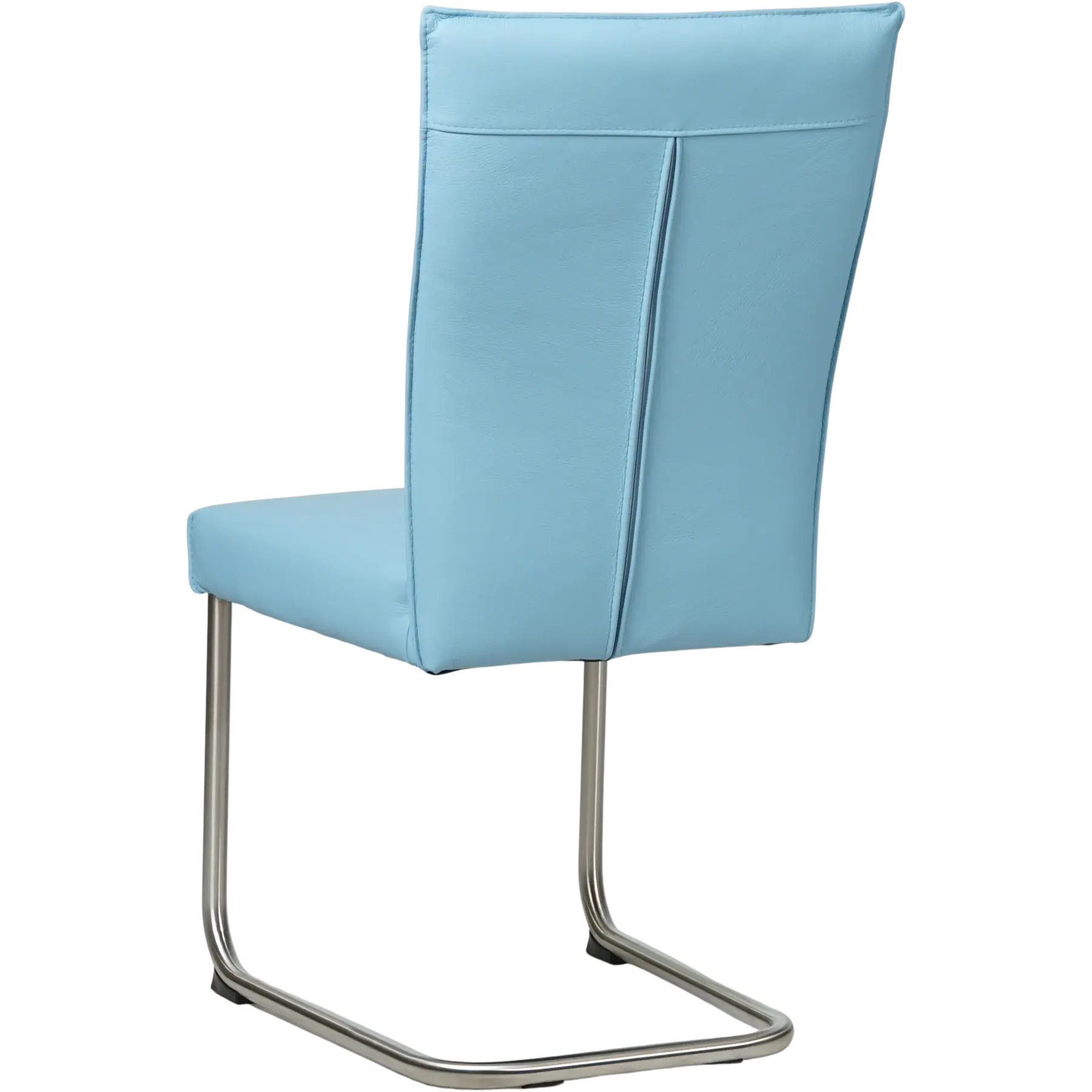 afbeelding van Leren eetkamerstoel Retro - Toledo Sky Blue (lichtblauw) - Sledepoot staal rond RVS