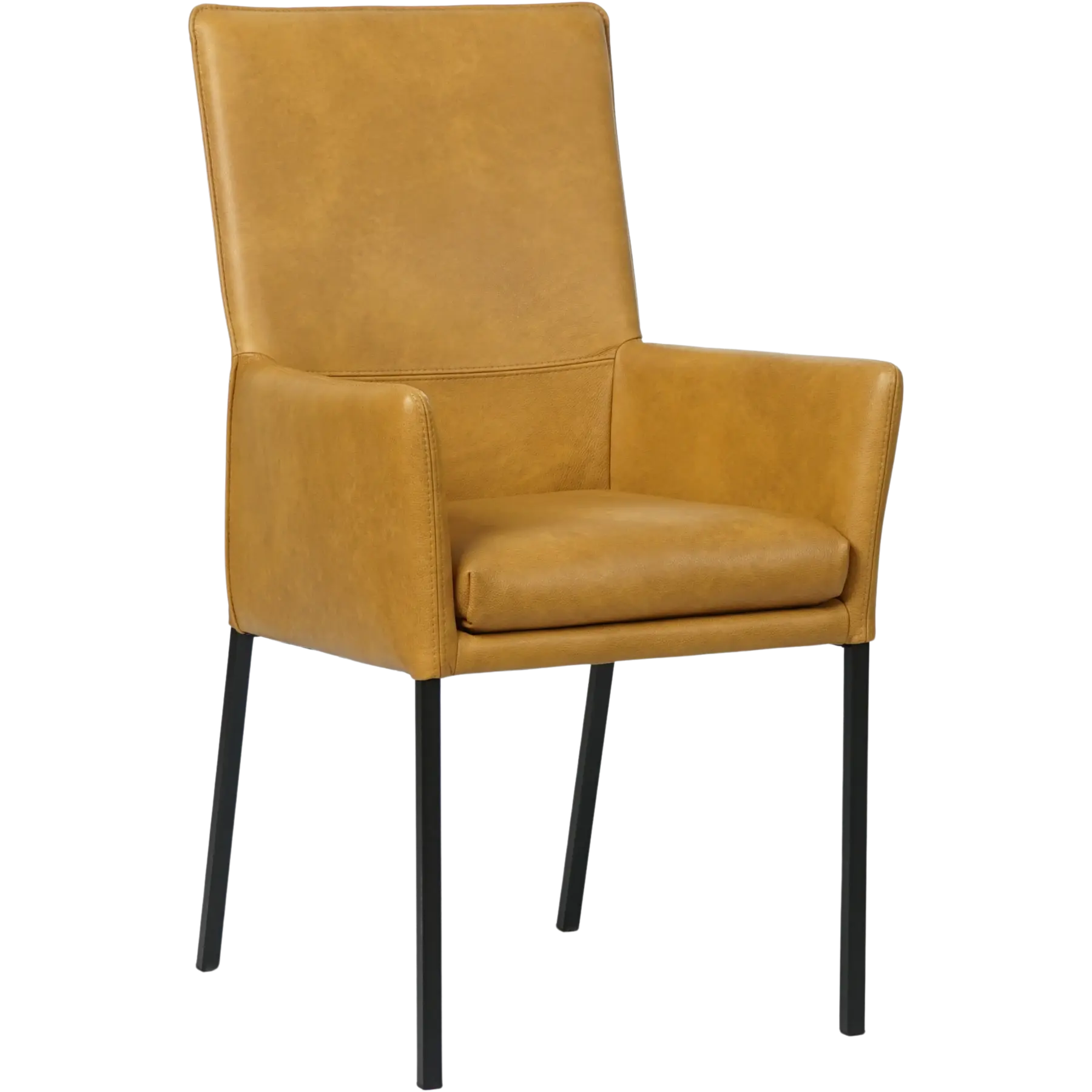 afbeelding van Leren eetkamerstoel Royal - Granada Amber (cognac) - Poten staal vierkant zwart