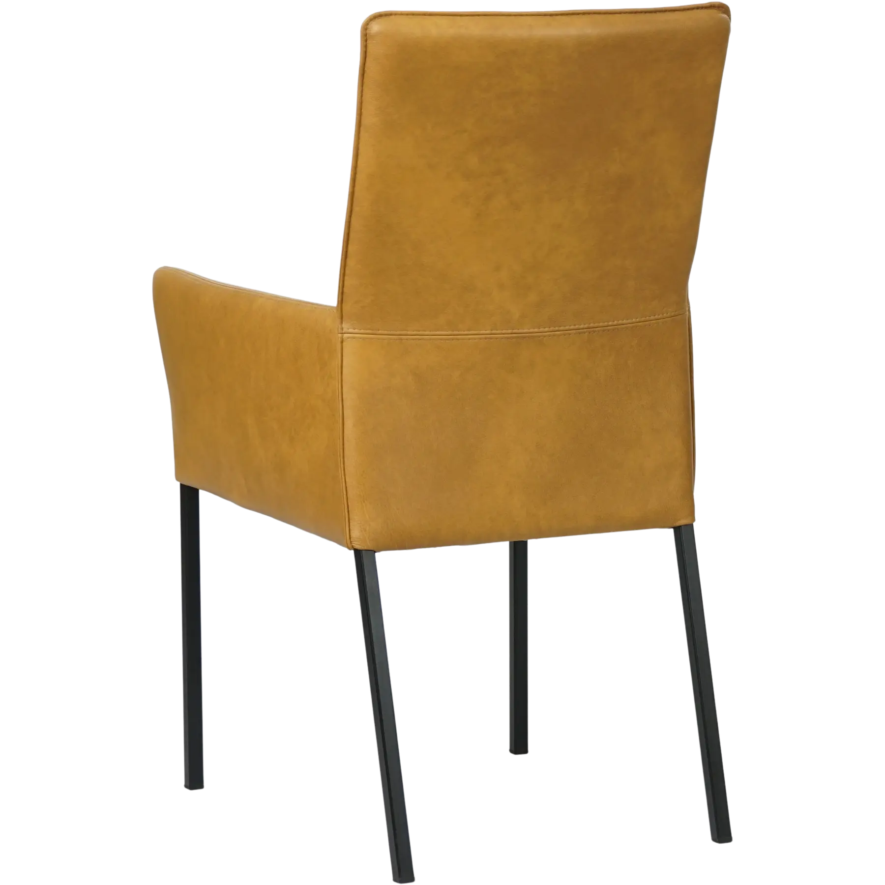 afbeelding van Leren eetkamerstoel Royal - Granada Amber (cognac) - Poten staal vierkant zwart