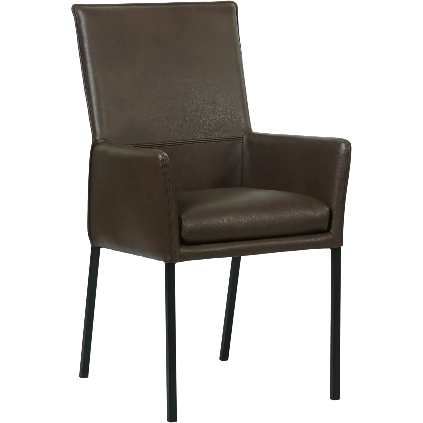 afbeelding van Leren eetkamerstoel Royal - Granada Chocolate (bruin) - Poten staal vierkant zwart
