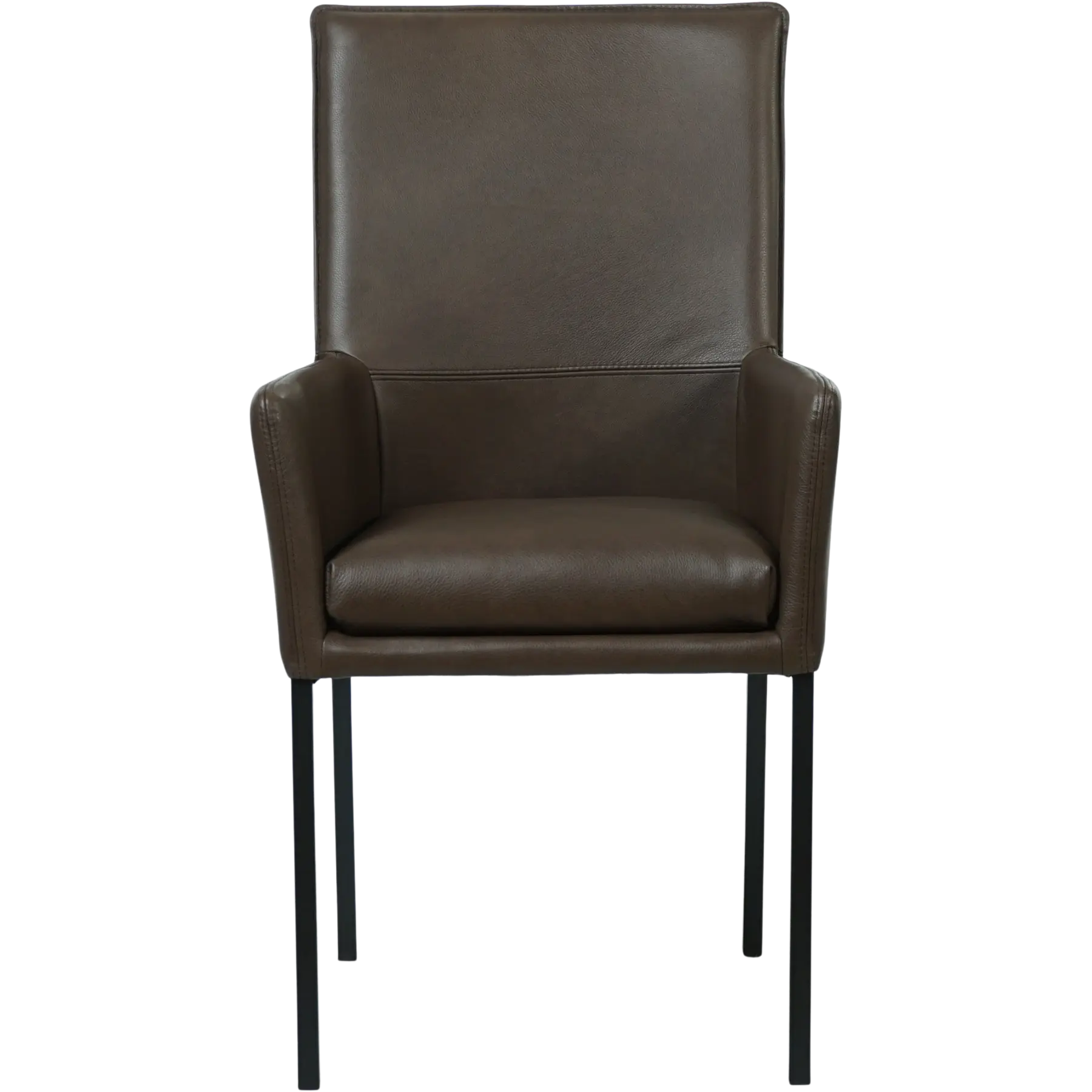 afbeelding van Leren eetkamerstoel Royal - Granada Chocolate (bruin) - Poten staal vierkant zwart