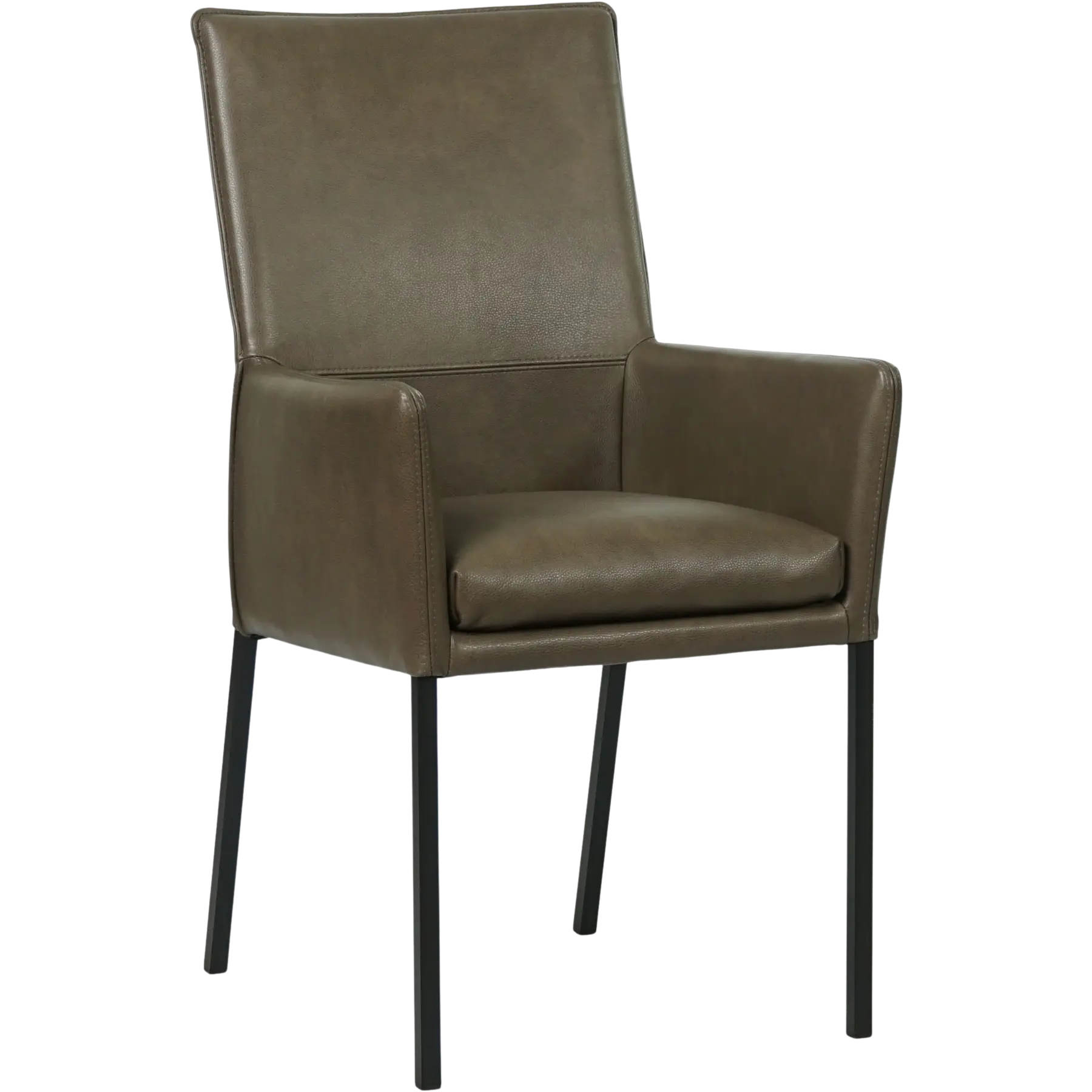 afbeelding van Leren eetkamerstoel Royal - Granada Ash (grijs/bruin) - Poten staal vierkant zwart