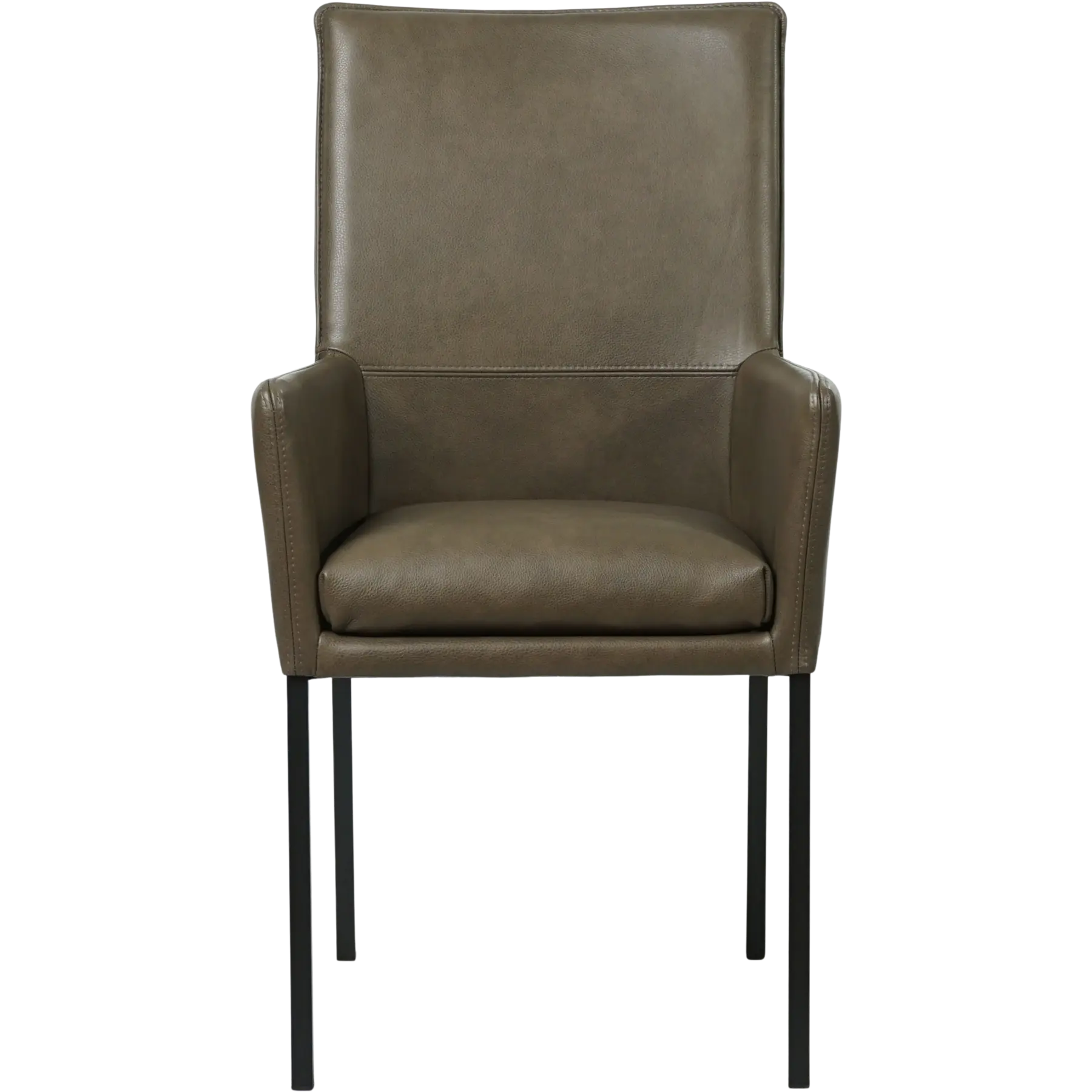 afbeelding van Leren eetkamerstoel Royal - Granada Ash (grijs/bruin) - Poten staal vierkant zwart