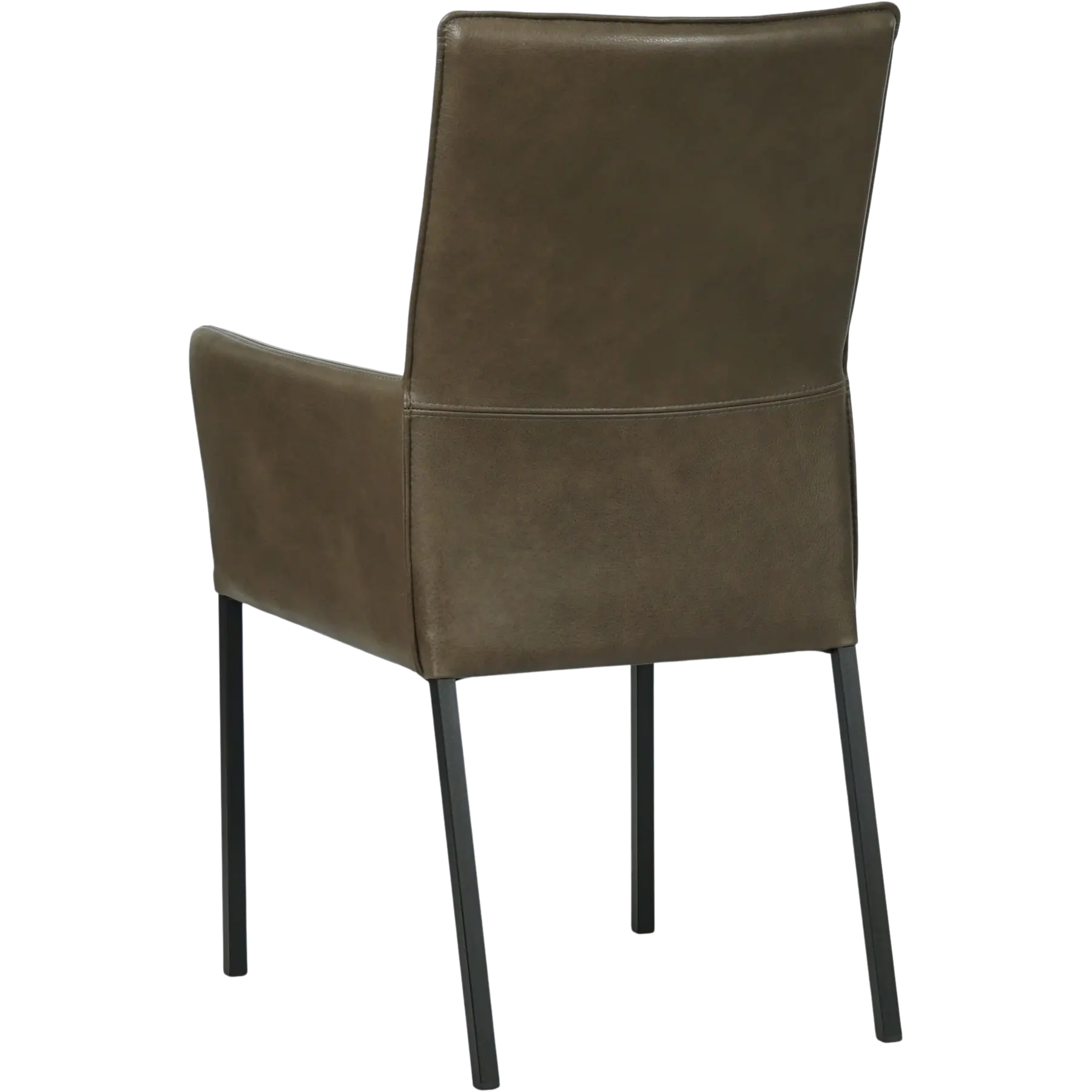 afbeelding van Leren eetkamerstoel Royal - Granada Ash (grijs/bruin) - Poten staal vierkant zwart