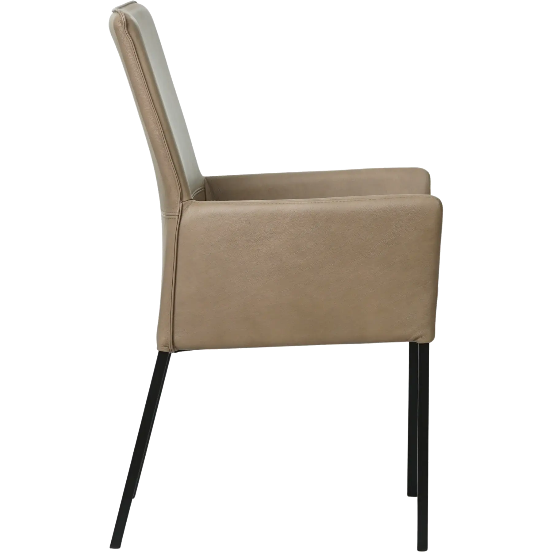 afbeelding van Leren eetkamerstoel Royal - Granada Taupe (taupe/bruin) - Poten staal vierkant zwart