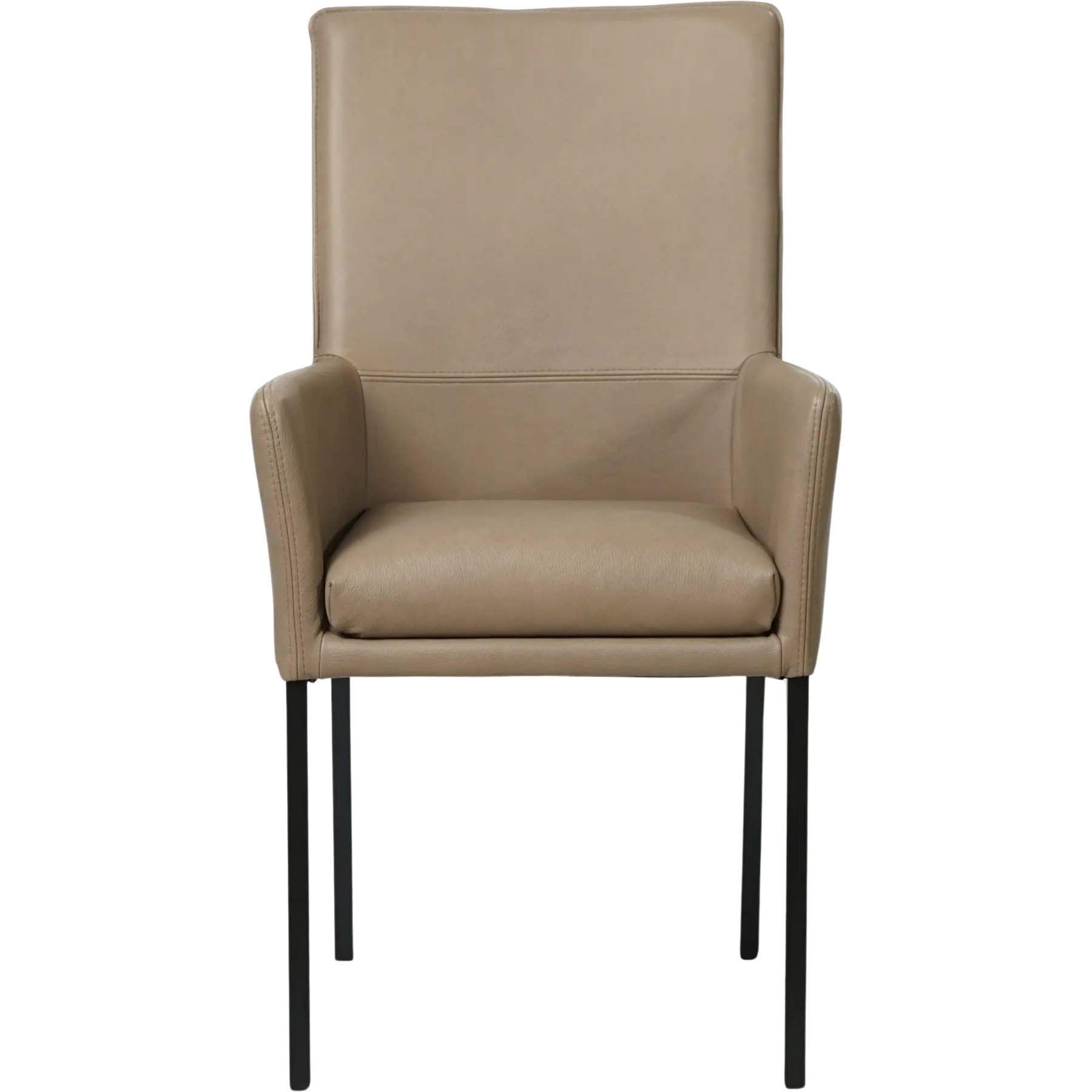 afbeelding van Leren eetkamerstoel Royal - Granada Taupe (taupe/bruin) - Poten staal vierkant zwart