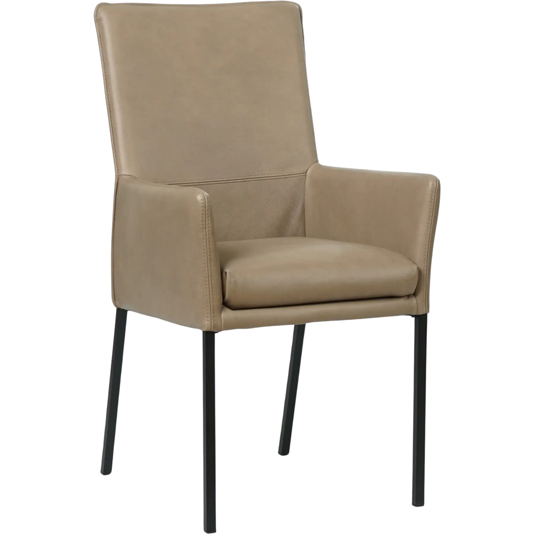 afbeelding van Leren eetkamerstoel Royal - Granada Taupe (taupe/bruin) - Poten staal vierkant zwart