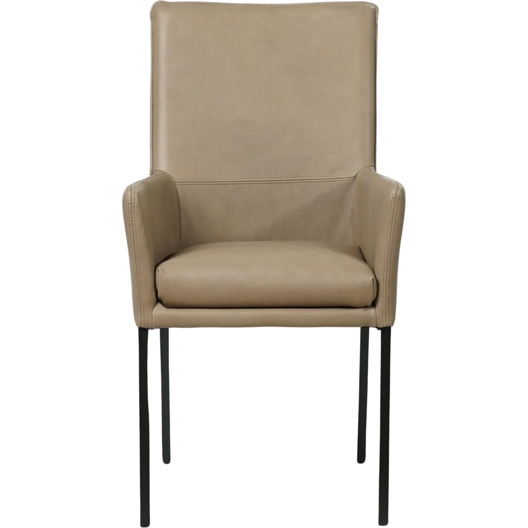 afbeelding van Leren eetkamerstoel Royal - Granada Taupe (taupe/bruin) - Poten staal vierkant zwart