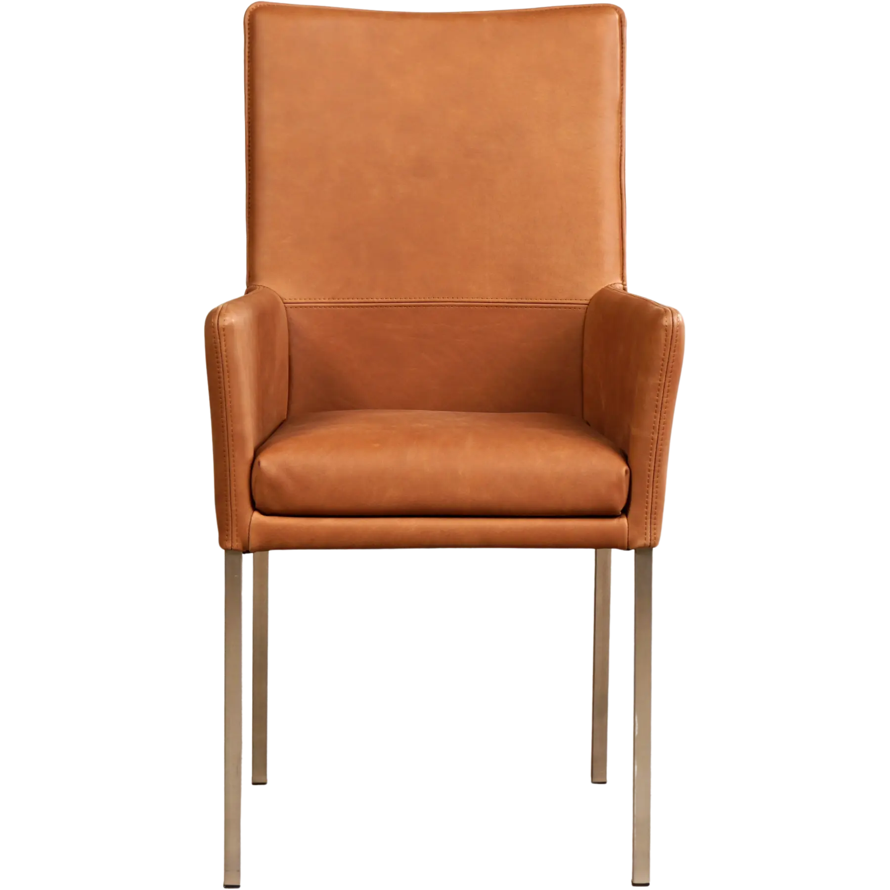 afbeelding van Leren eetkamerstoel Royal - Rancho Cognac (cognac) - Poten staal vierkant RVS