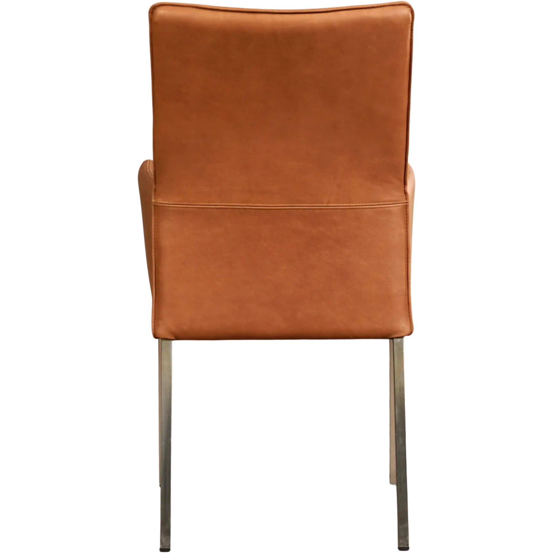 afbeelding van Leren eetkamerstoel Royal - Rancho Cognac (cognac) - Poten staal vierkant RVS