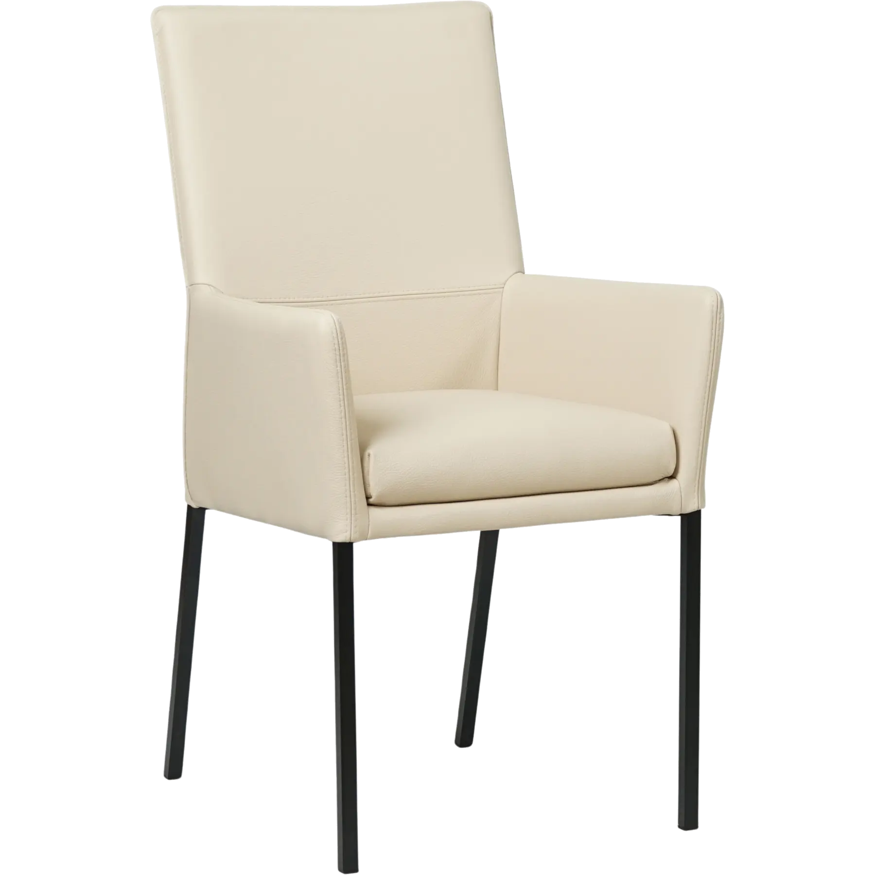 afbeelding van Leren eetkamerstoel Royal - Toledo Betulla (crème) - Poten staal vierkant zwart