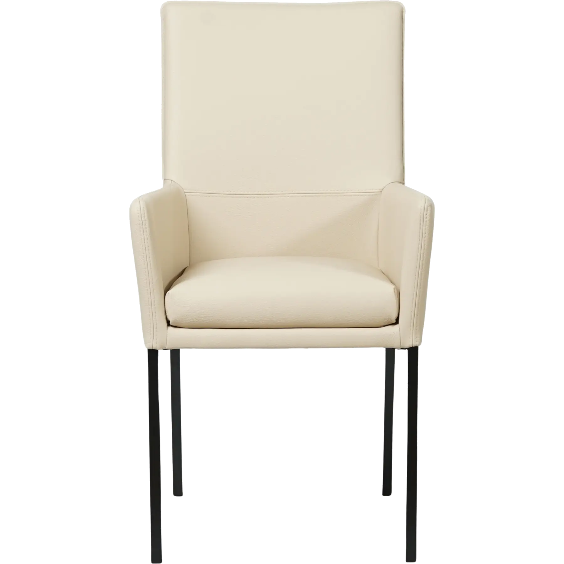 afbeelding van Leren eetkamerstoel Royal - Toledo Betulla (crème) - Poten staal vierkant zwart