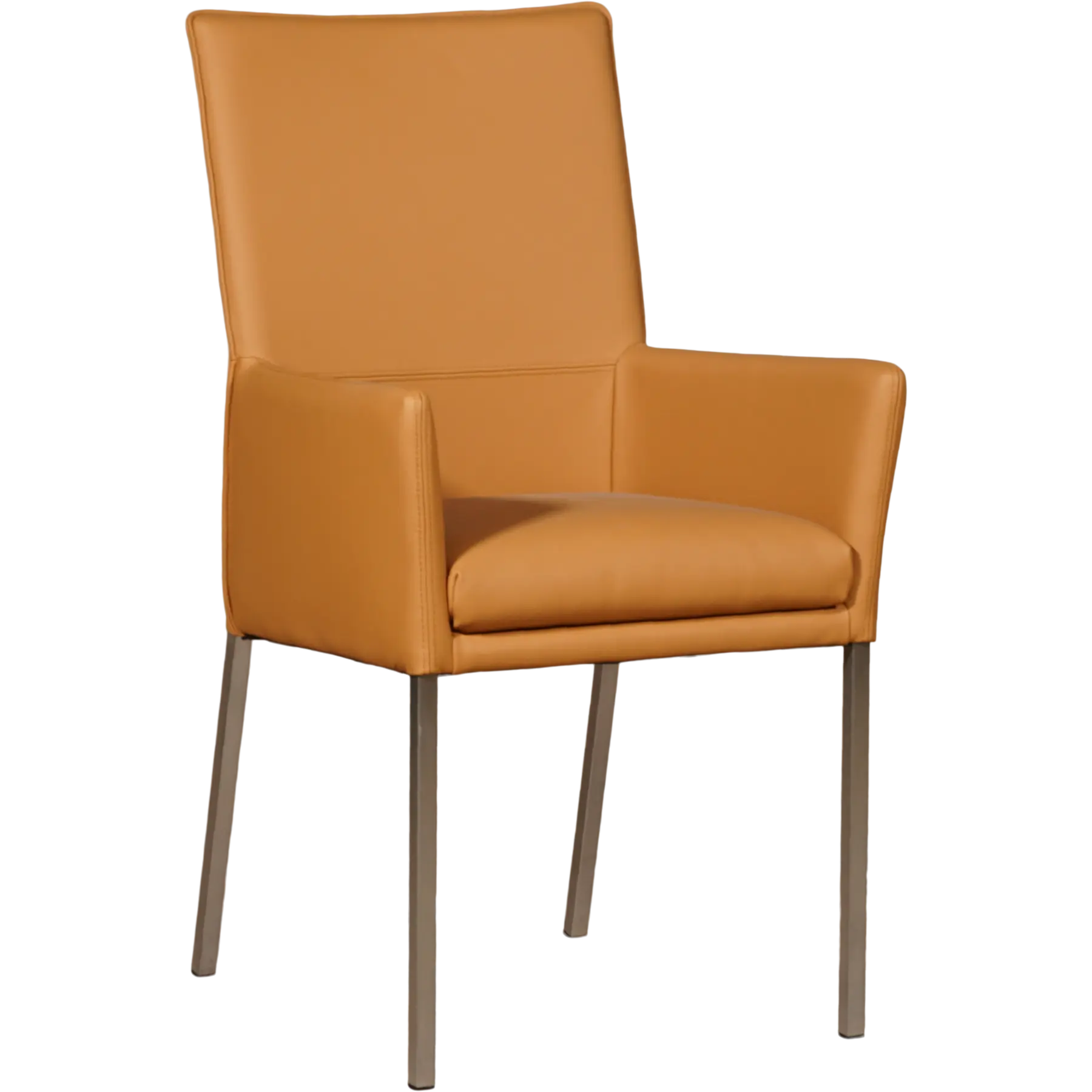 afbeelding van Leren eetkamerstoel Royal - Toledo Sabbia (lichtcognac) - Poten staal vierkant RVS