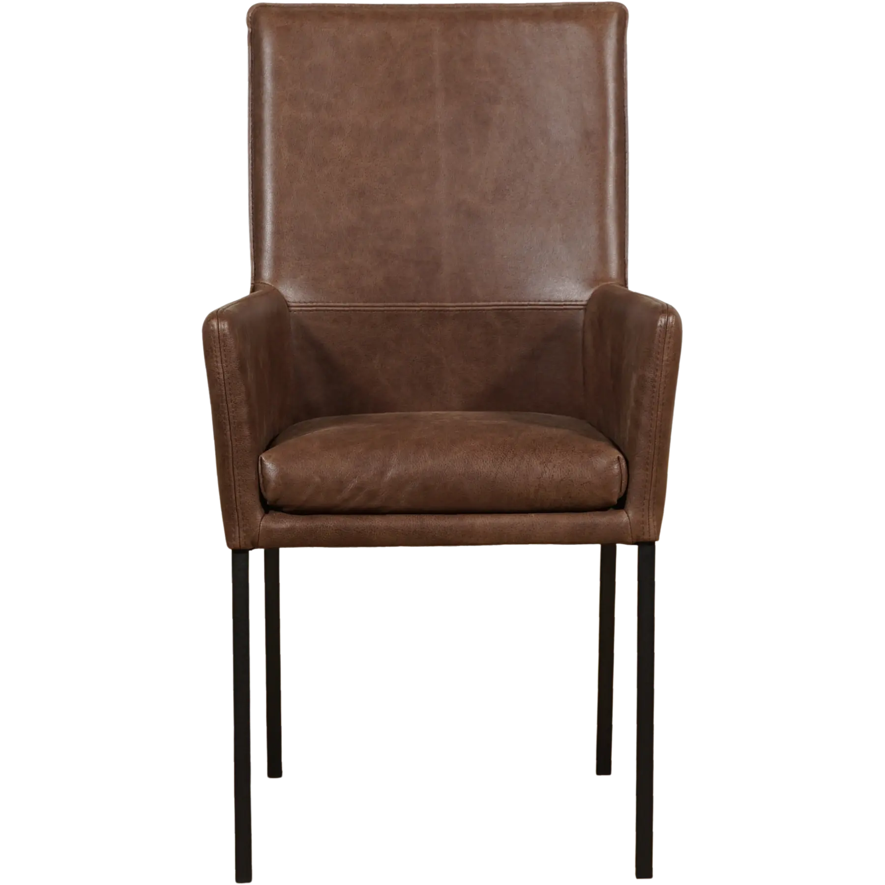 afbeelding van Leren eetkamerstoel Royal - Vintage Brown (bruin) - Poten staal vierkant zwart