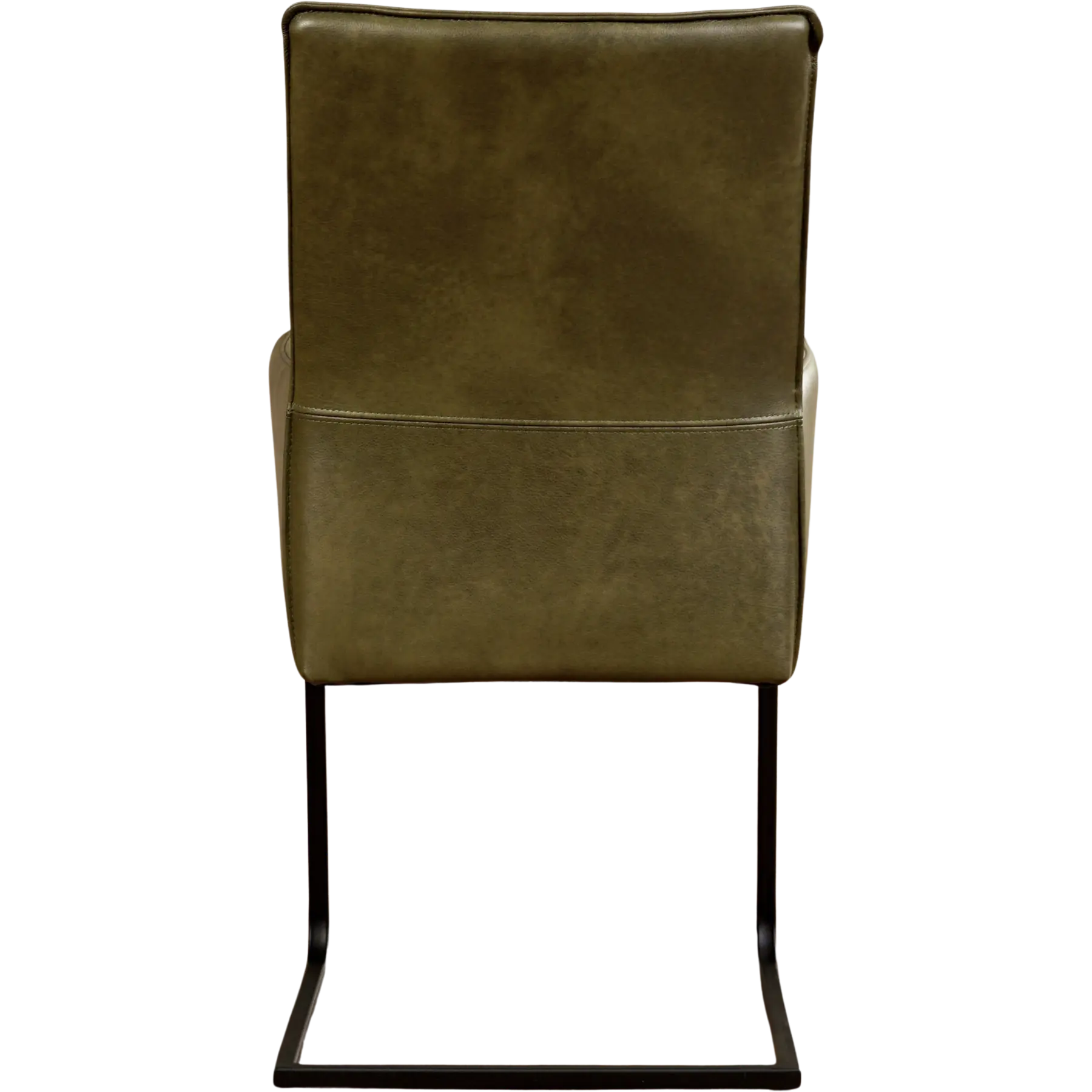 afbeelding van Leren eetkamerstoel Ruler - Granada Moss (olijf/groen) - Sledepoot staal vierkant zwart