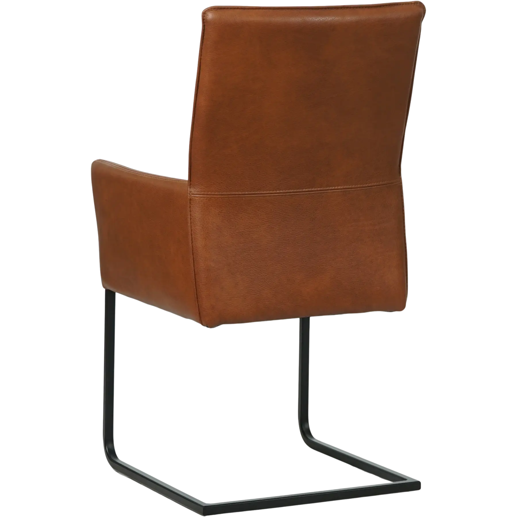 afbeelding van Leren eetkamerstoel Ruler - Granada Savannah (cognac) - Sledepoot staal vierkant zwart