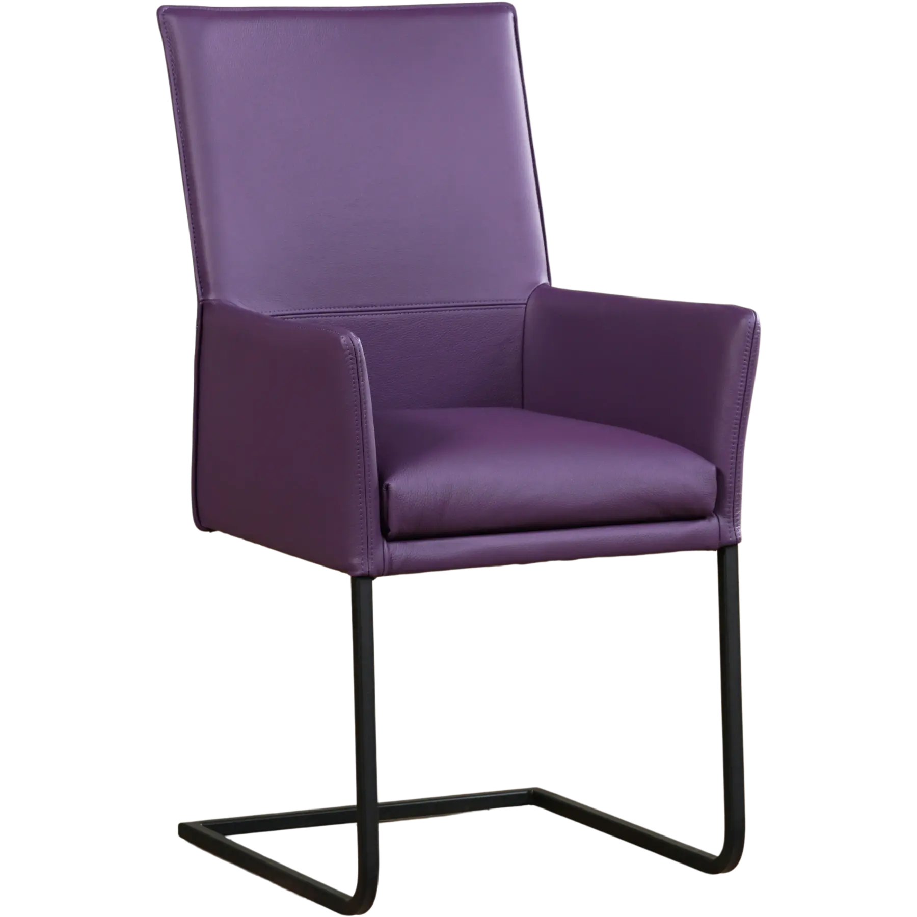 afbeelding van Leren eetkamerstoel Ruler - Toledo Aubergine (paars) - Sledepoot staal vierkant zwart