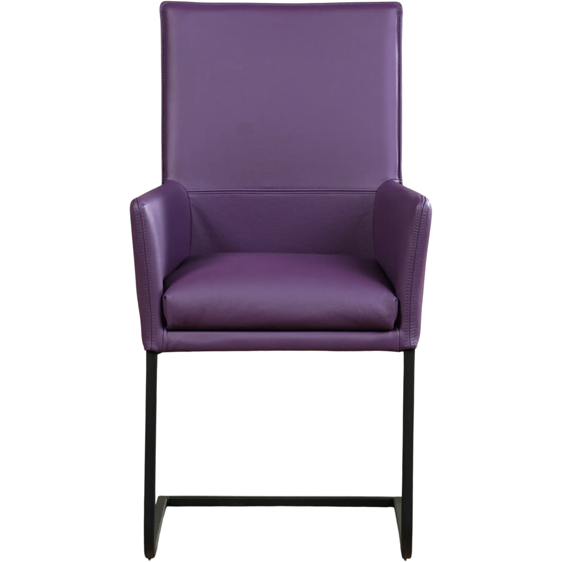 afbeelding van Leren eetkamerstoel Ruler - Toledo Aubergine (paars) - Sledepoot staal vierkant zwart