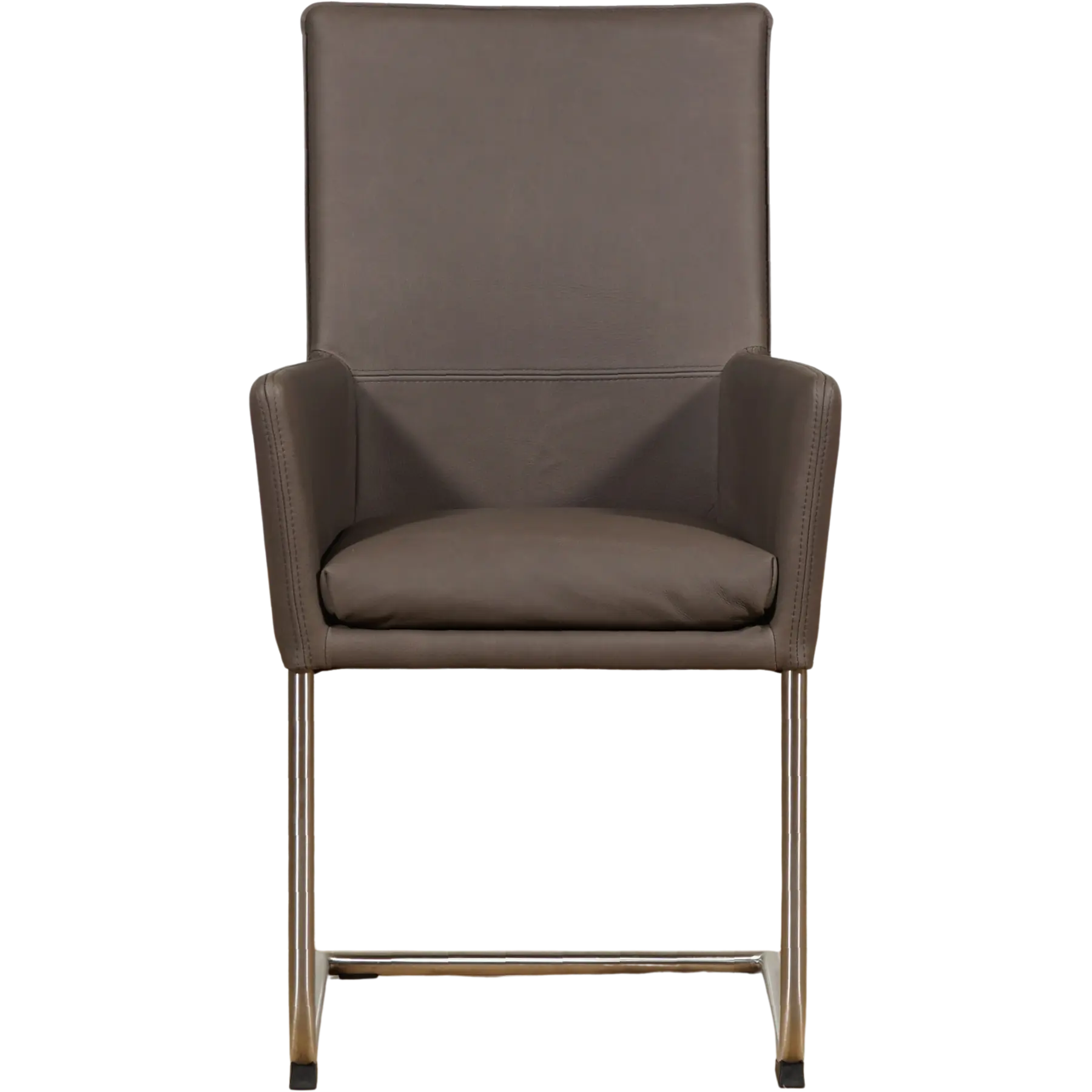 afbeelding van Leren eetkamerstoel Rumor - Rancho Steel (grijs) - Sledepoot staal rond RVS