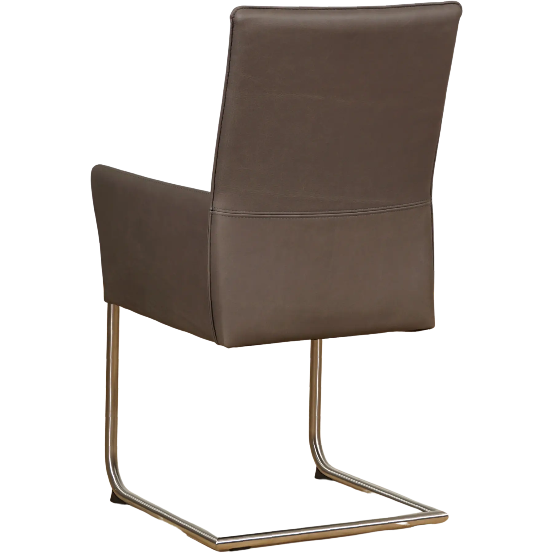 afbeelding van Leren eetkamerstoel Rumor - Rancho Steel (grijs) - Sledepoot staal rond RVS