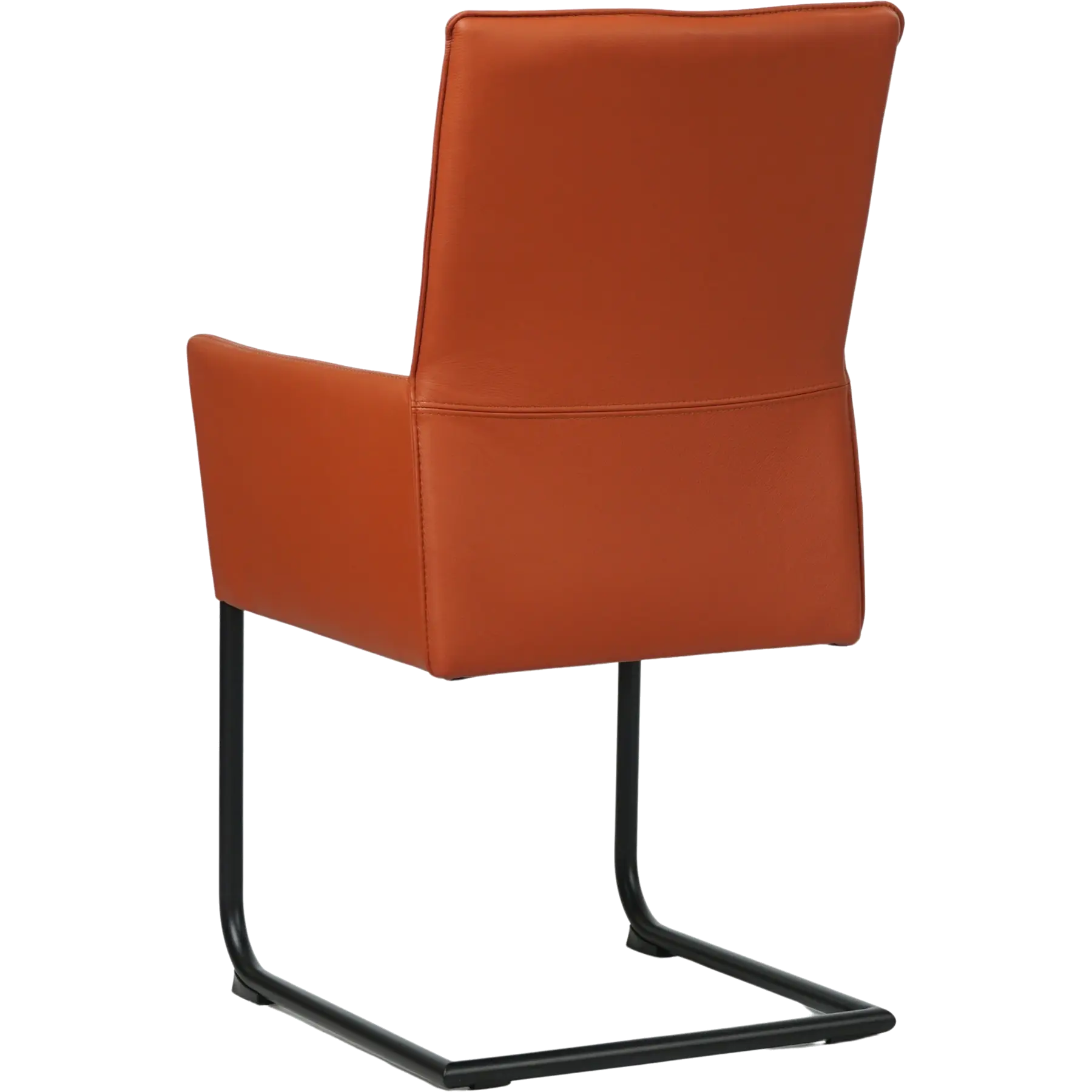 afbeelding van Leren eetkamerstoel Rumor - Toledo Cotto (cognac) - Sledepoot staal rond zwart