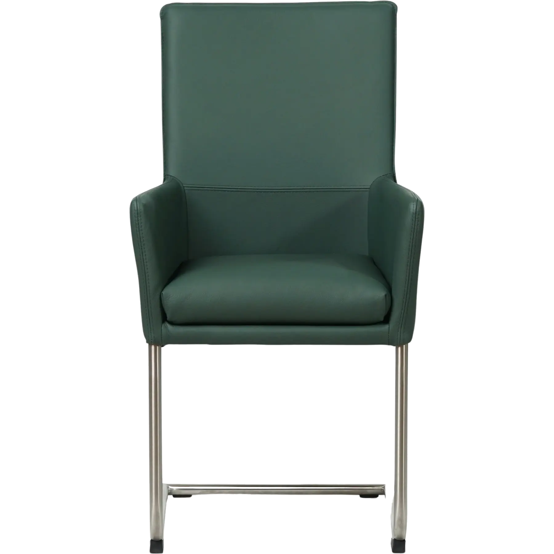 afbeelding van Leren eetkamerstoel Rumor - Toledo Forrest (groen) - Sledepoot staal rond RVS