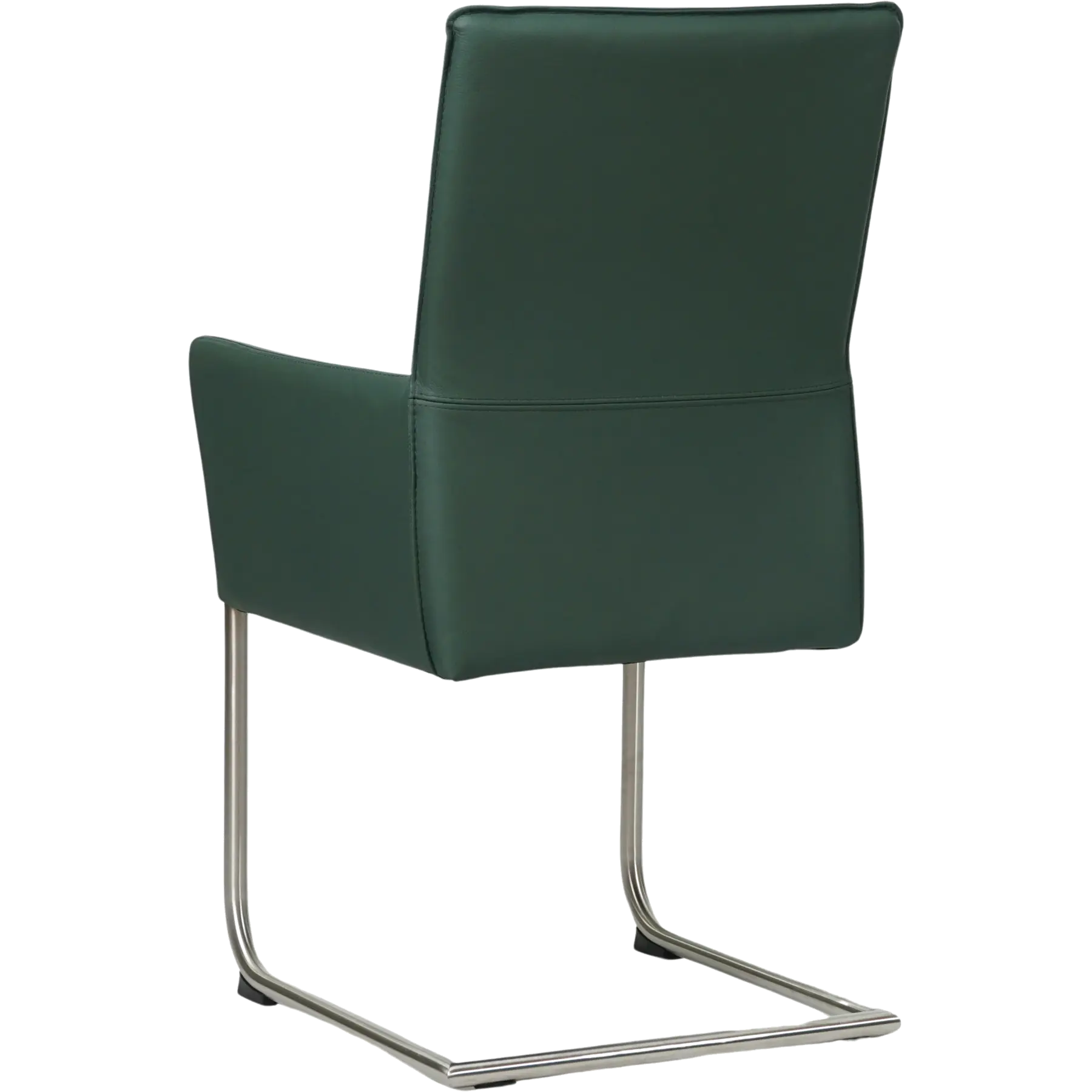 afbeelding van Leren eetkamerstoel Rumor - Toledo Forrest (groen) - Sledepoot staal rond RVS