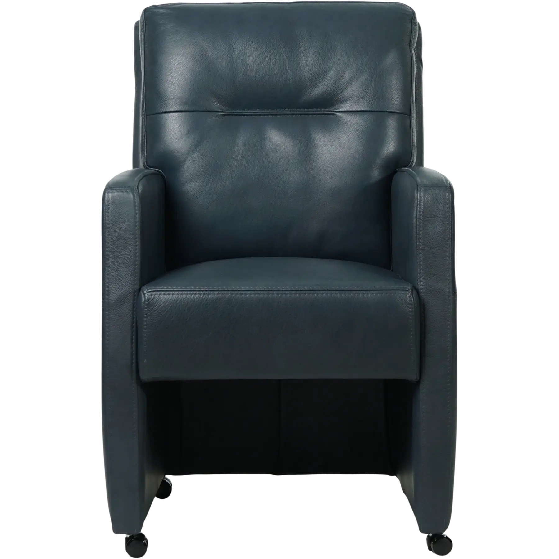 afbeelding van Leren eetkamerstoel Sharp - Granada Blue (blauw) - Met handgreep zwart