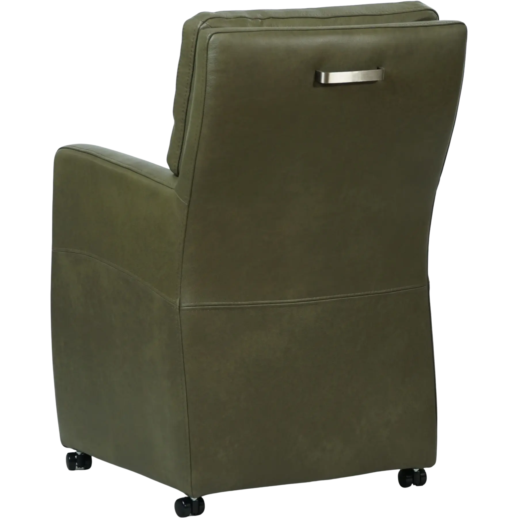 afbeelding van Leren eetkamerstoel Sharp - Granada Moss (olijf/groen) - Met handgreep RVS