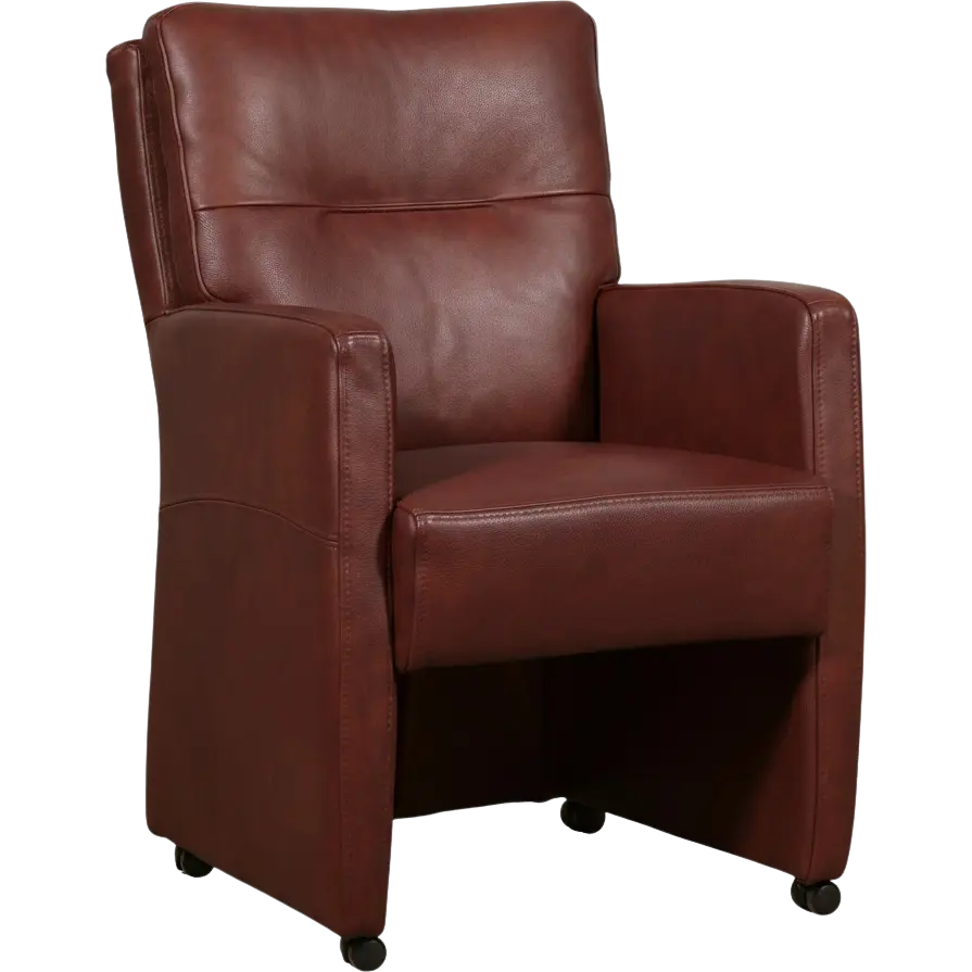 afbeelding van Leren eetkamerstoel Sharp - Granada Rouge (rood) - Met handgreep RVS