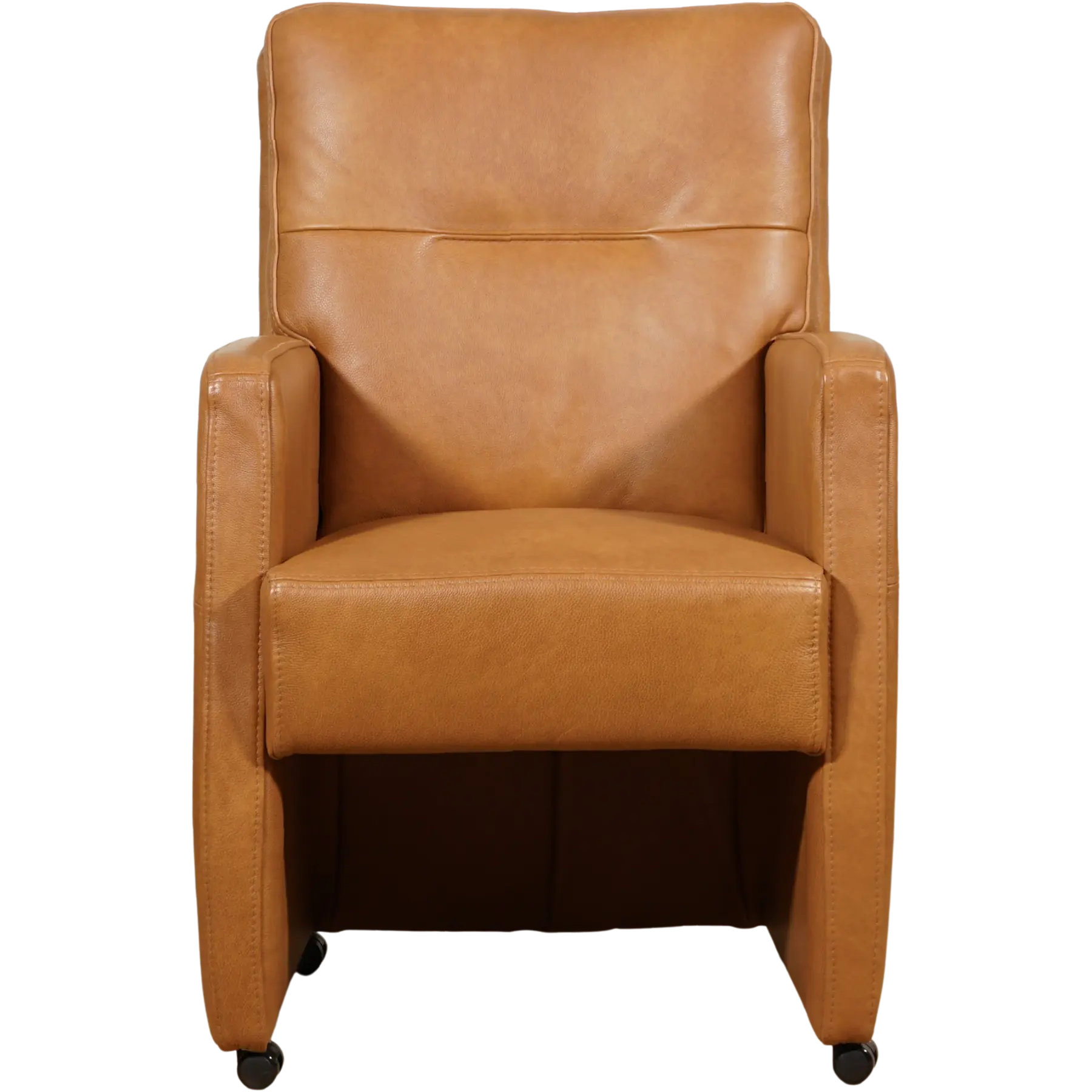 afbeelding van Leren eetkamerstoel Sharp - Granada Sahara (cognac) - Met handgreep RVS