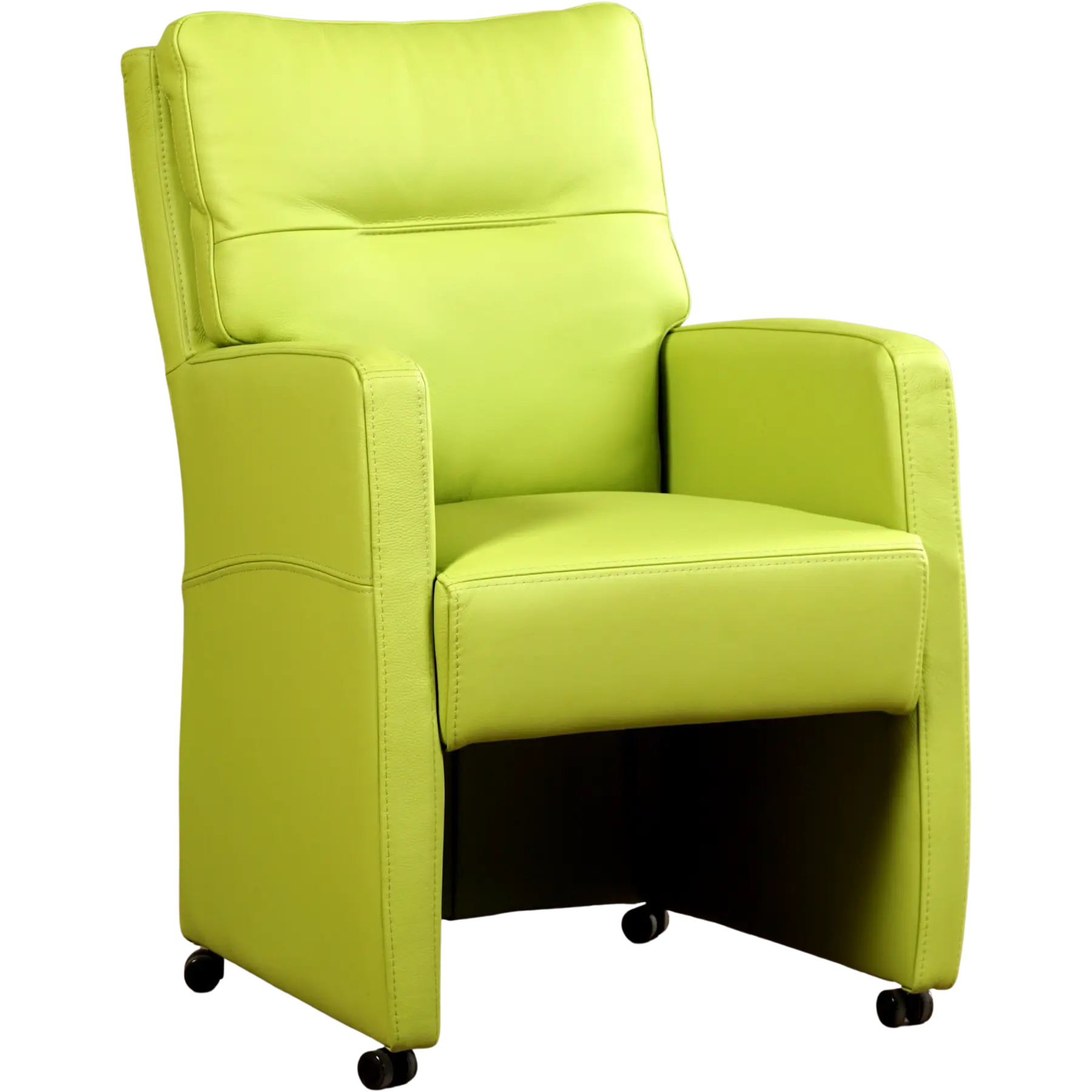afbeelding van Leren eetkamerstoel Sharp - Hermes Lime (felgroen) - Zonder handgreep