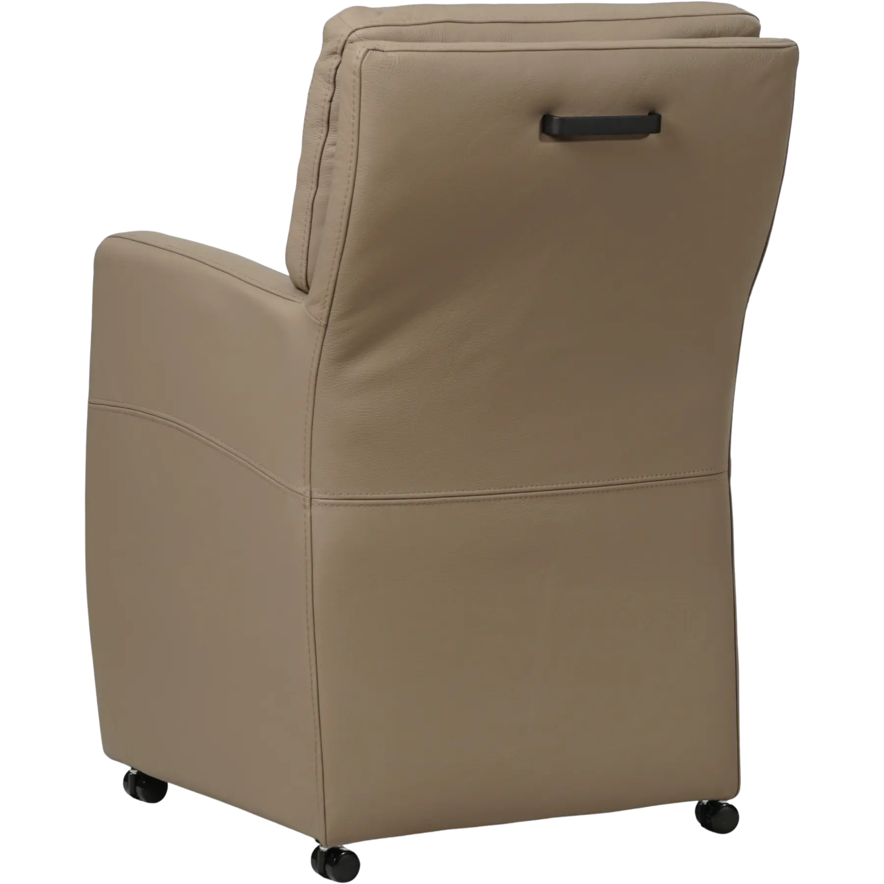 afbeelding van Leren eetkamerstoel Sharp - Hermes Mocca (taupe/bruin) - Met handgreep zwart