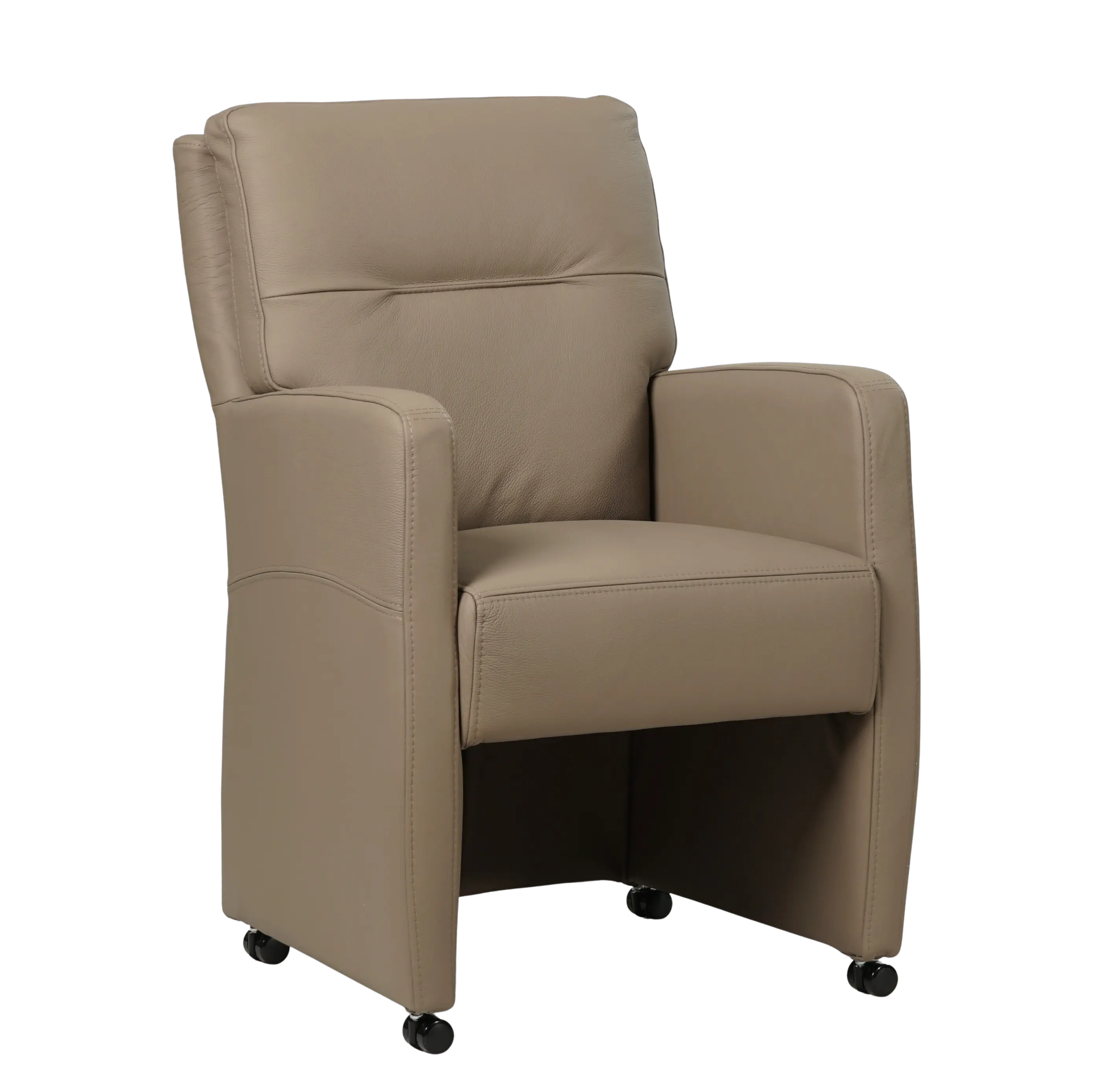 afbeelding van Leren eetkamerstoel Sharp - Hermes Mocca (taupe/bruin) - Zonder handgreep