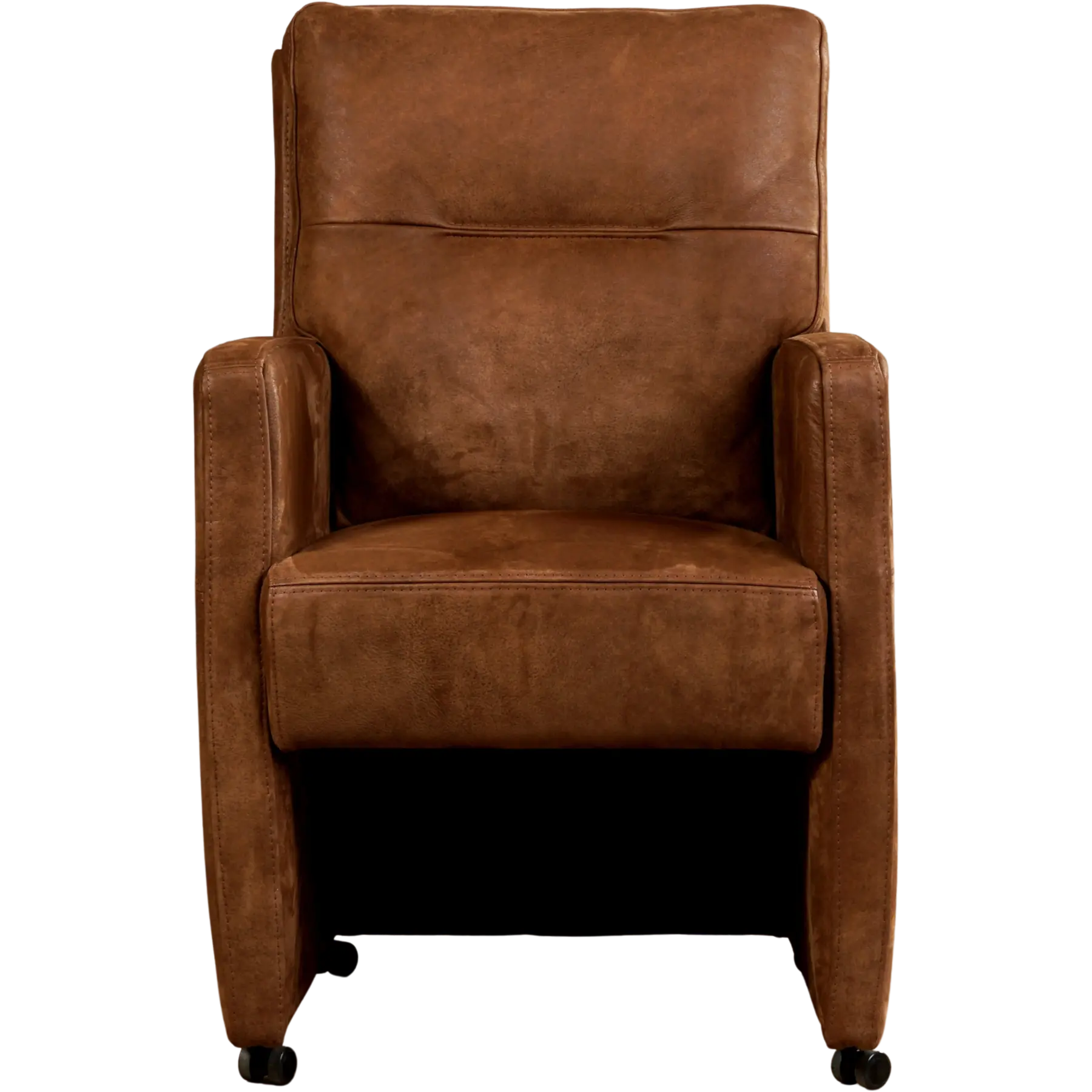 afbeelding van Leren eetkamerstoel Sharp - Kenia Brown (bruin) - Met handgreep RVS