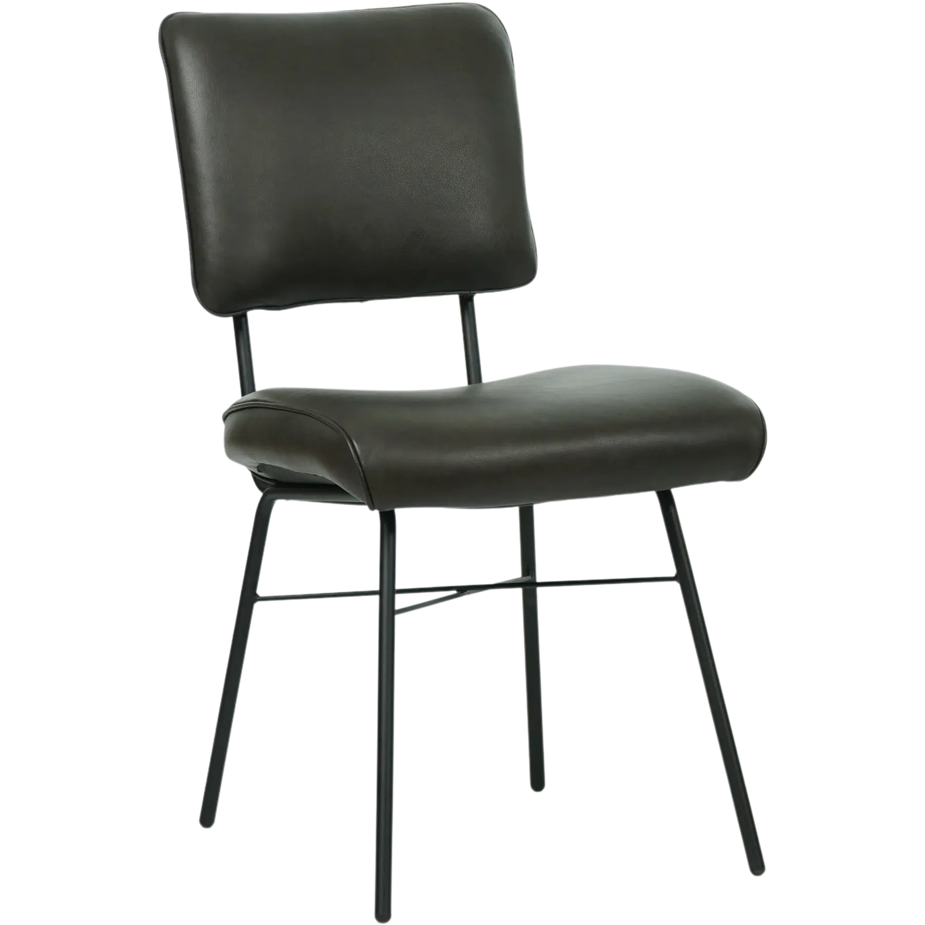 afbeelding van Leren eetkamerstoel Solid - Granada Graphite (donkergrijs) - Poten staal rond zwart