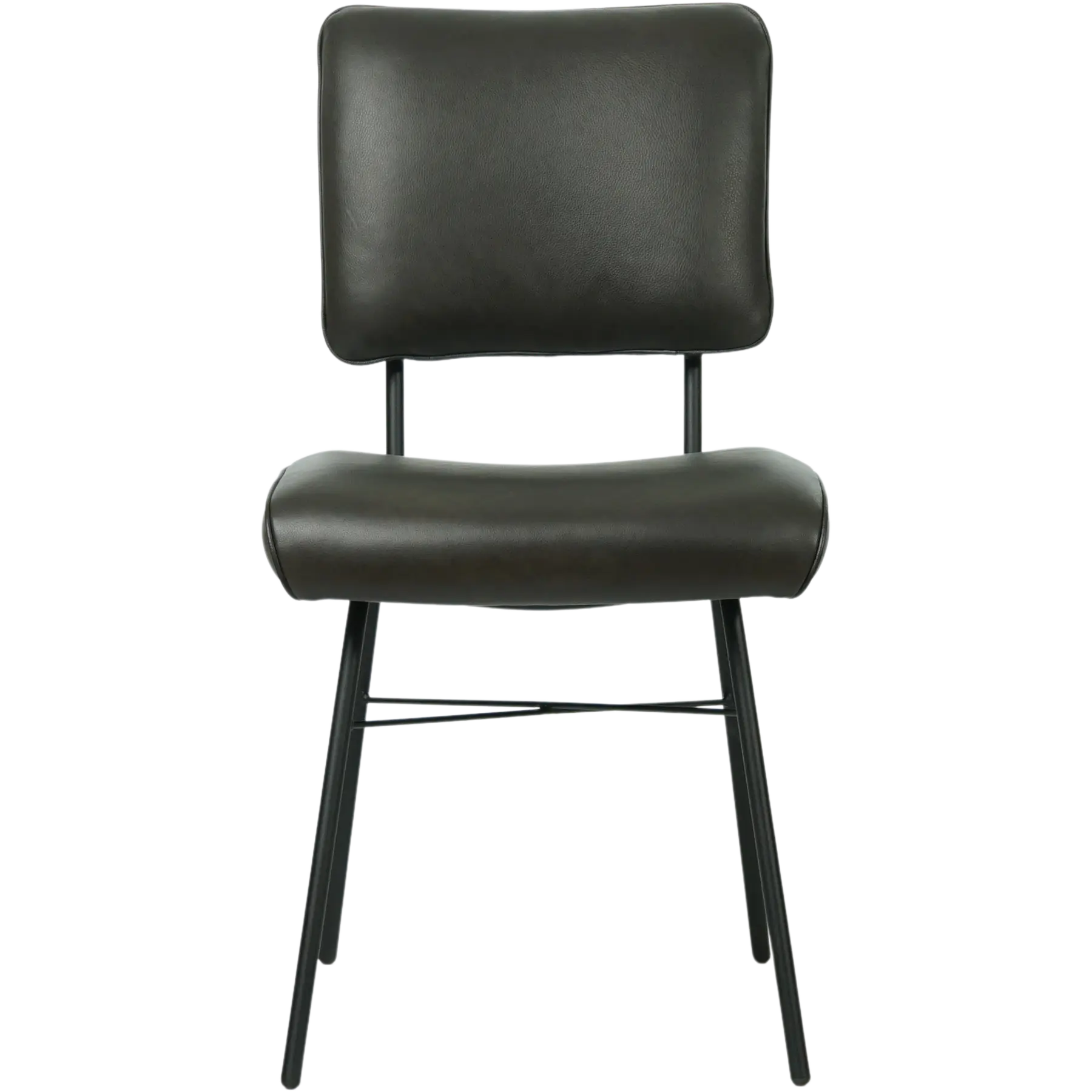 afbeelding van Leren eetkamerstoel Solid - Granada Graphite (donkergrijs) - Poten staal rond zwart