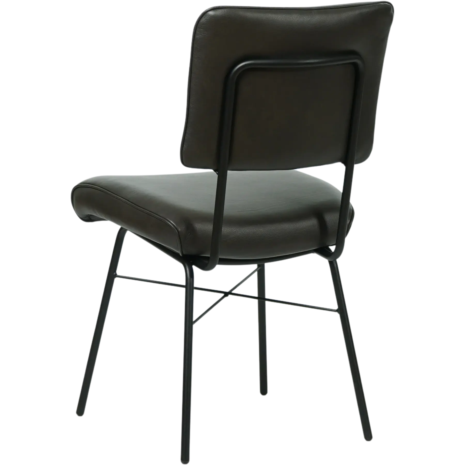 afbeelding van Leren eetkamerstoel Solid - Granada Graphite (donkergrijs) - Poten staal rond zwart