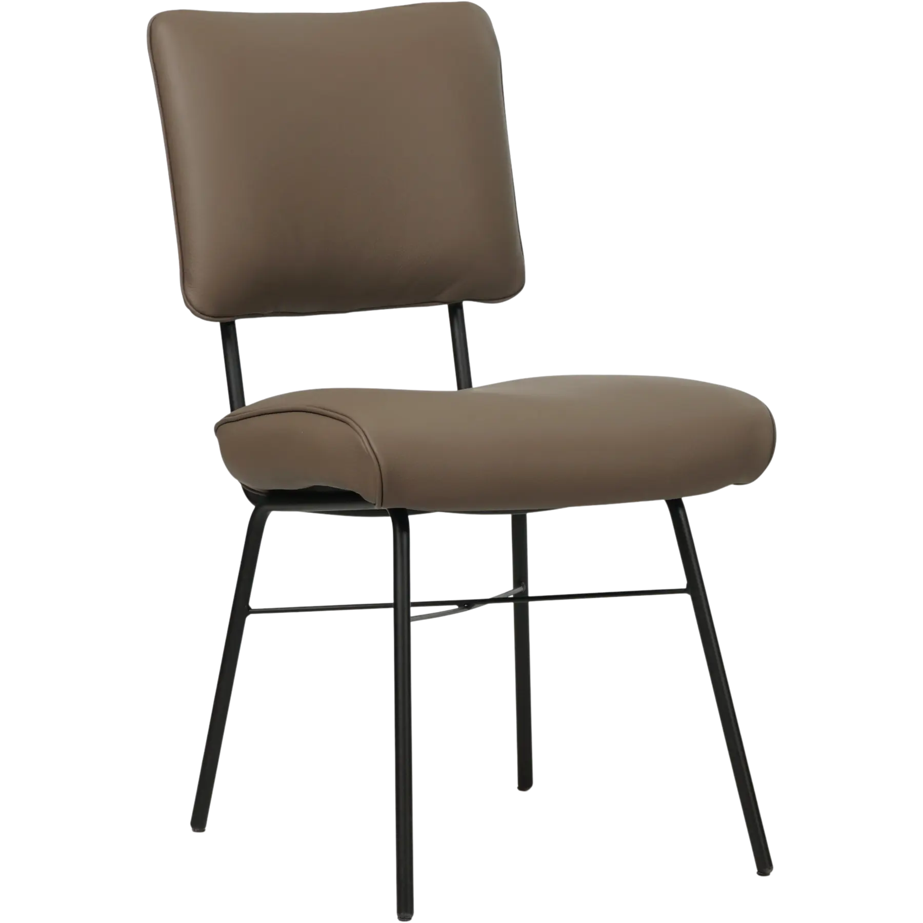 afbeelding van Leren eetkamerstoel Solid - Toledo Lever (bruin) - Poten staal rond zwart