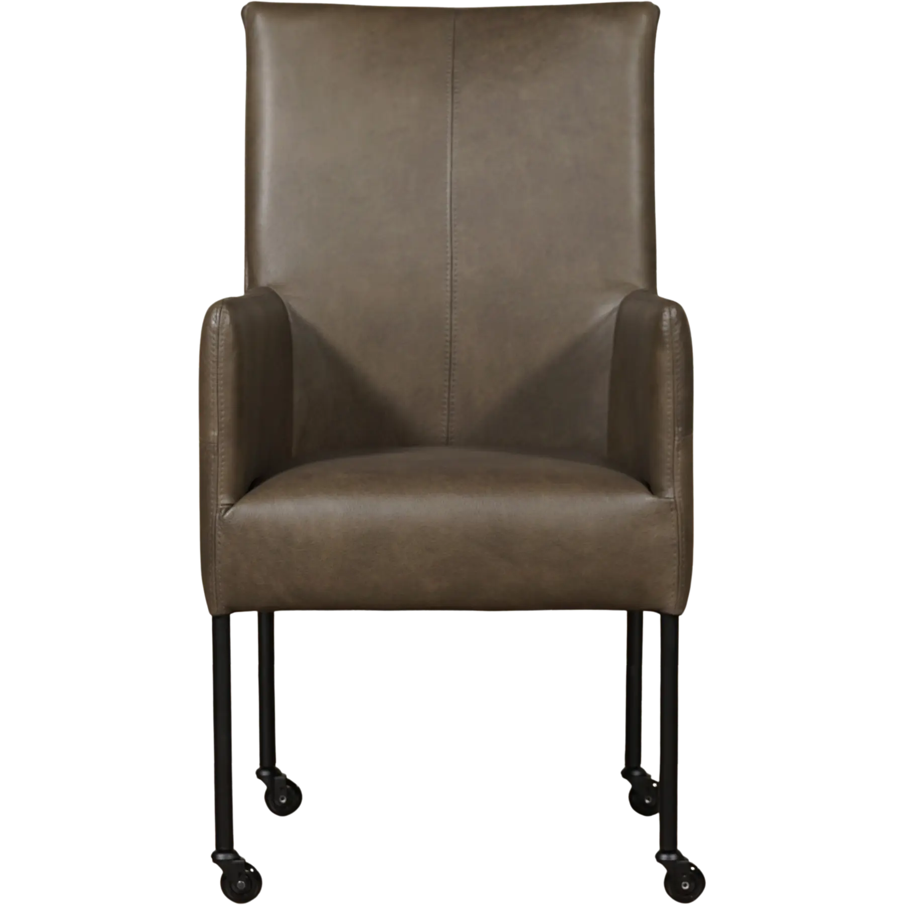 afbeelding van Leren eetkamerstoel Spark - Granada Ash (grijs/bruin) - Poten staal rond zwart