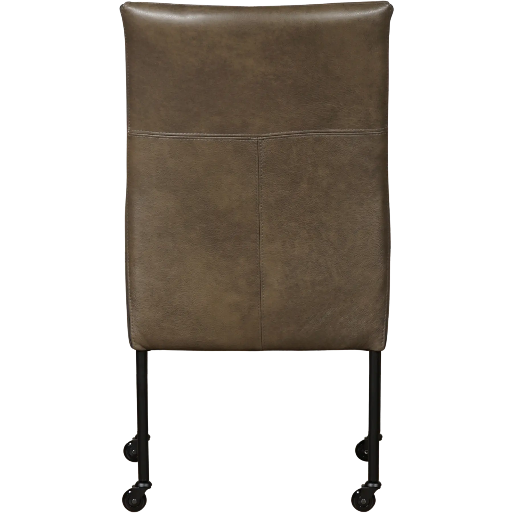 afbeelding van Leren eetkamerstoel Spark - Granada Ash (grijs/bruin) - Poten staal rond zwart